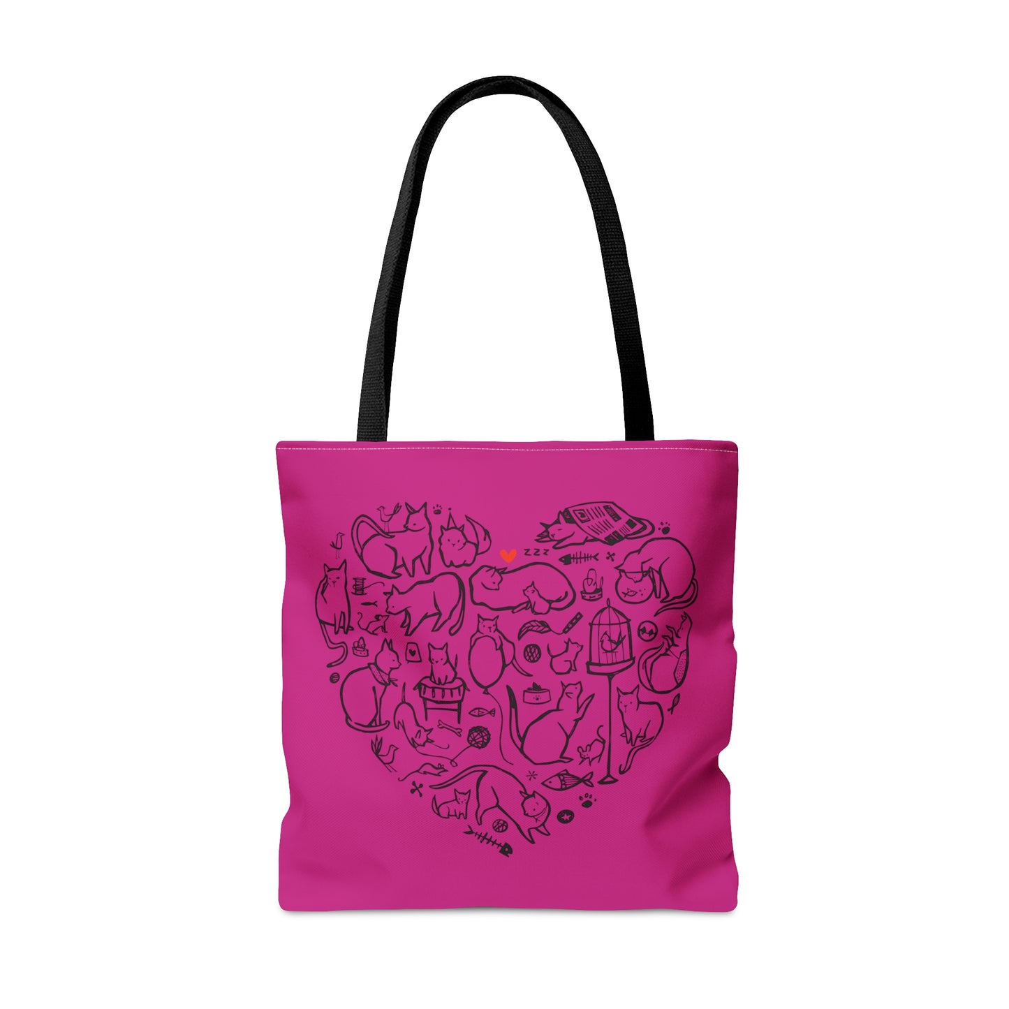 Pink Cat Heart Tote Bag