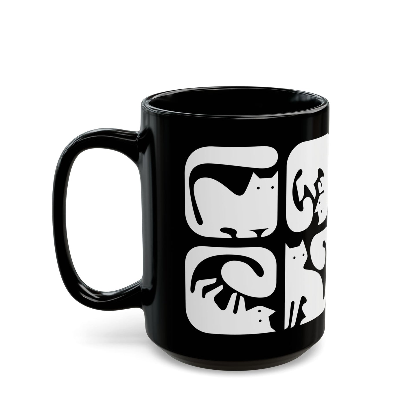 Graphic Cats 15oz Black Mug