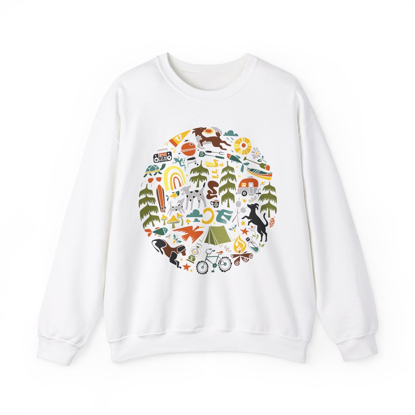 Camping Dogs Women's Heavy Blend Crewneck Sweatshirt