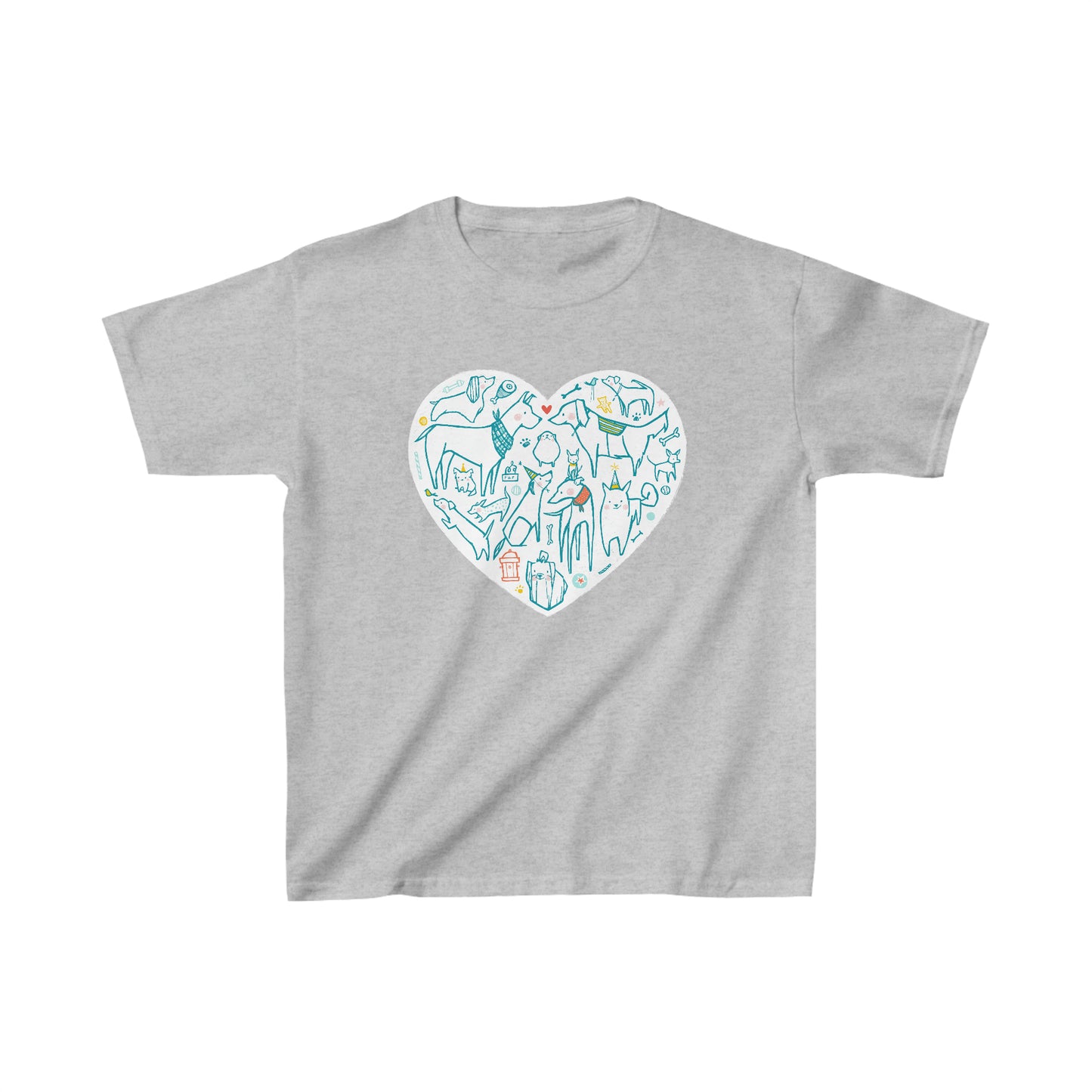 Colorful Dog Heart Kid's Heavy Cotton Tee