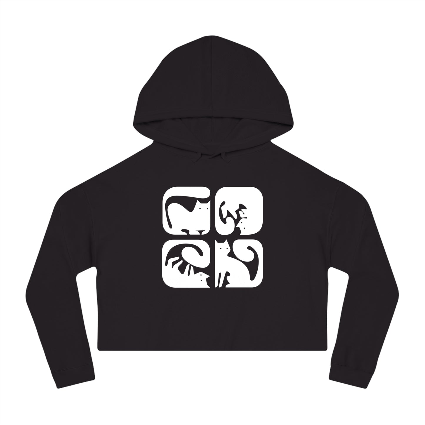 Cats Graphic Women's Cropped Hooded Sweatshirt