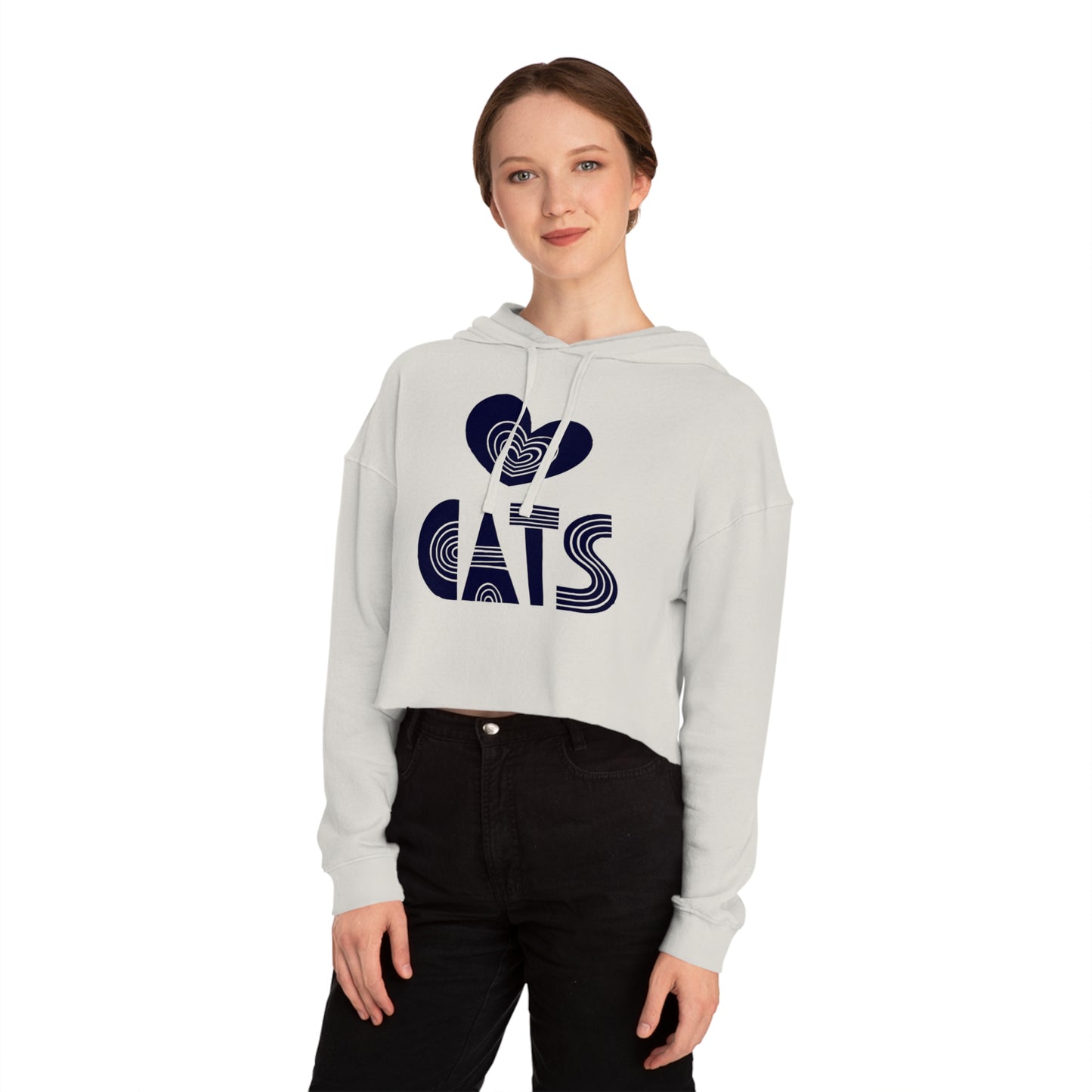 Love Cats Women’s Cropped Hooded Sweatshirt