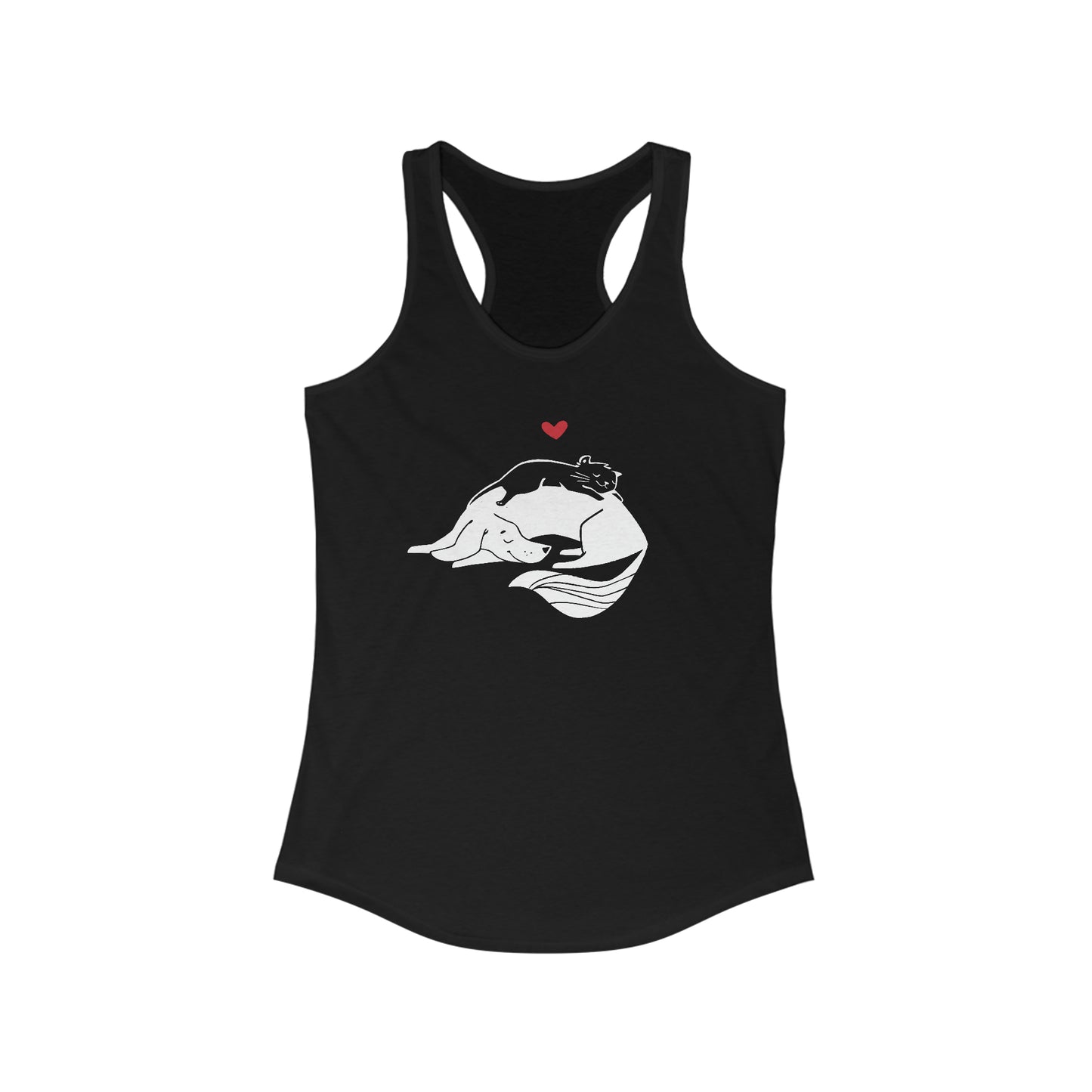 Dog & Cat Cuddling Women's Racerback Tank Top
