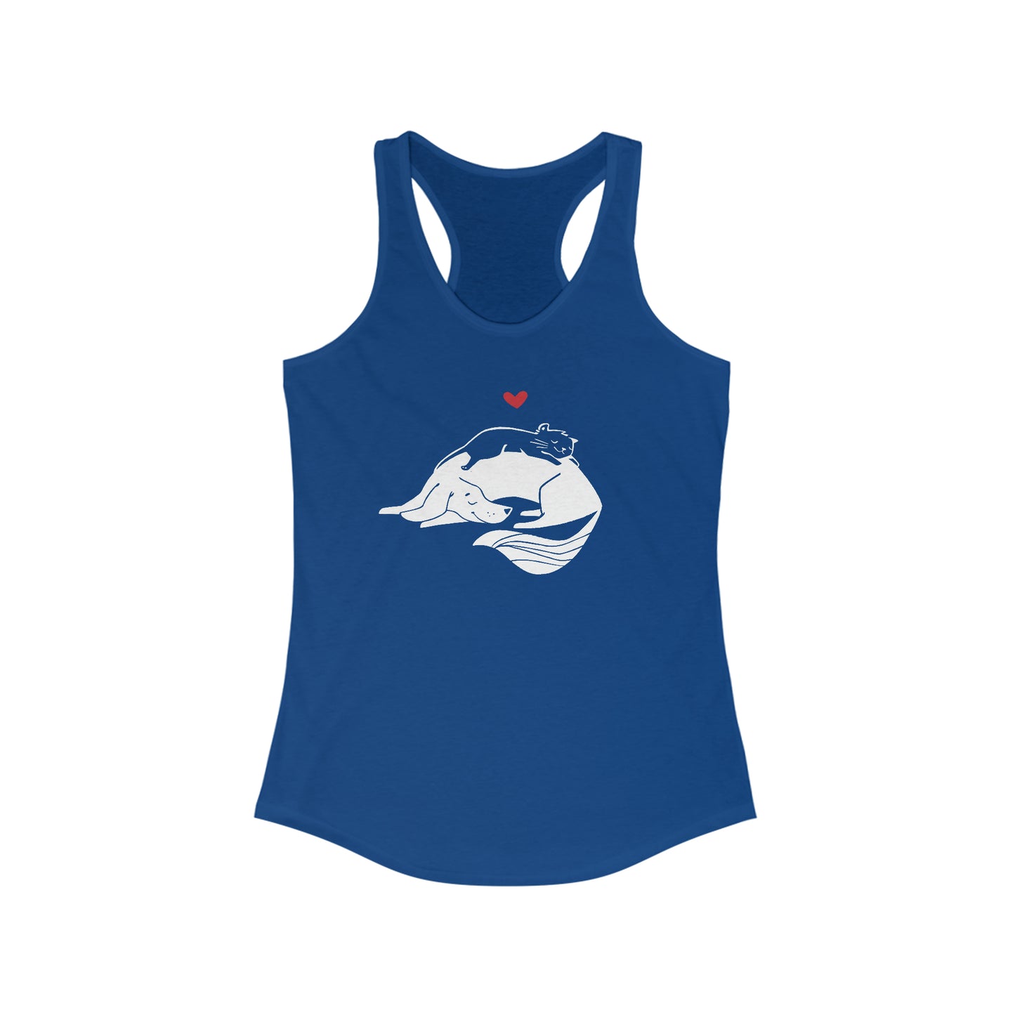 Dog & Cat Cuddling Women's Racerback Tank Top