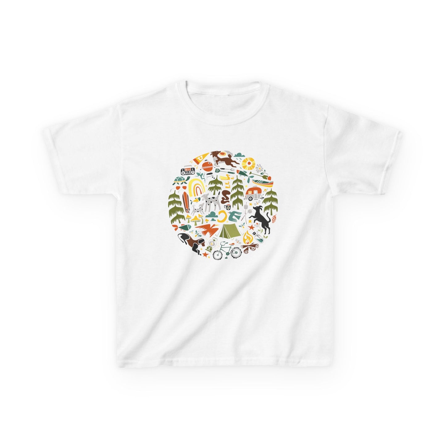 Camping Dogs Kids Heavy Cotton Graphic Tee