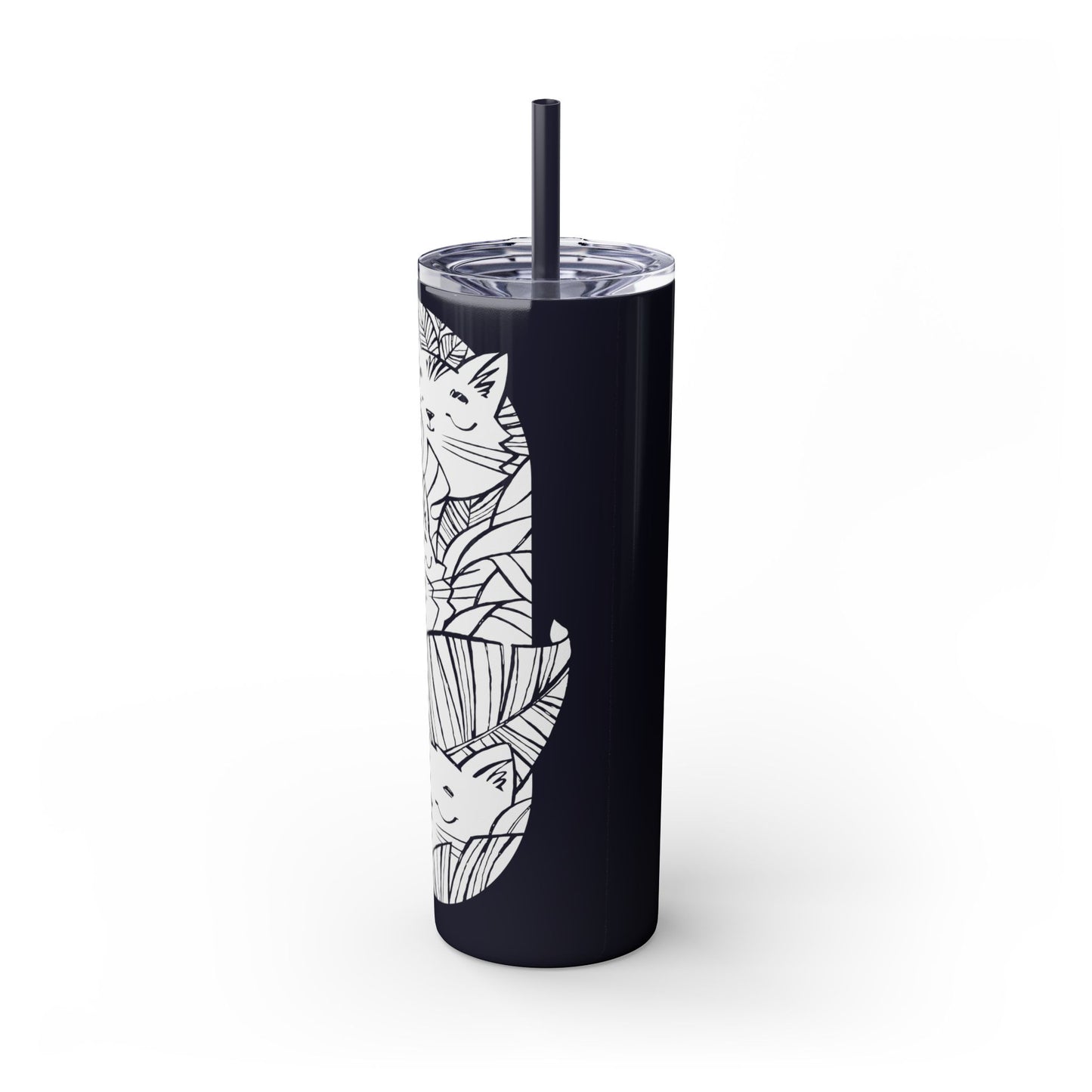 Jungle Cats Skinny Tumbler with Straw, 20oz