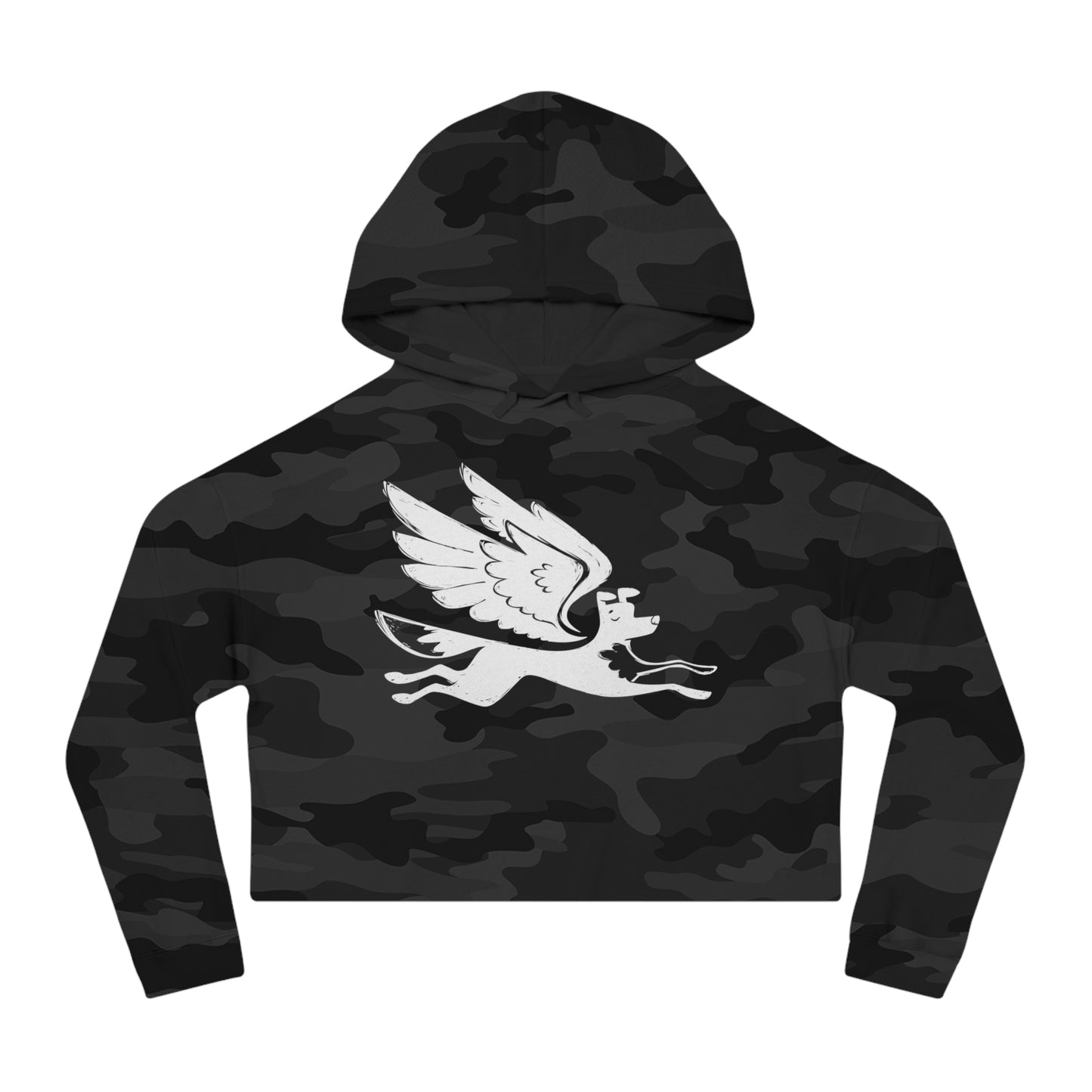 Angel Dog Women's Cropped Hooded Sweatshirt
