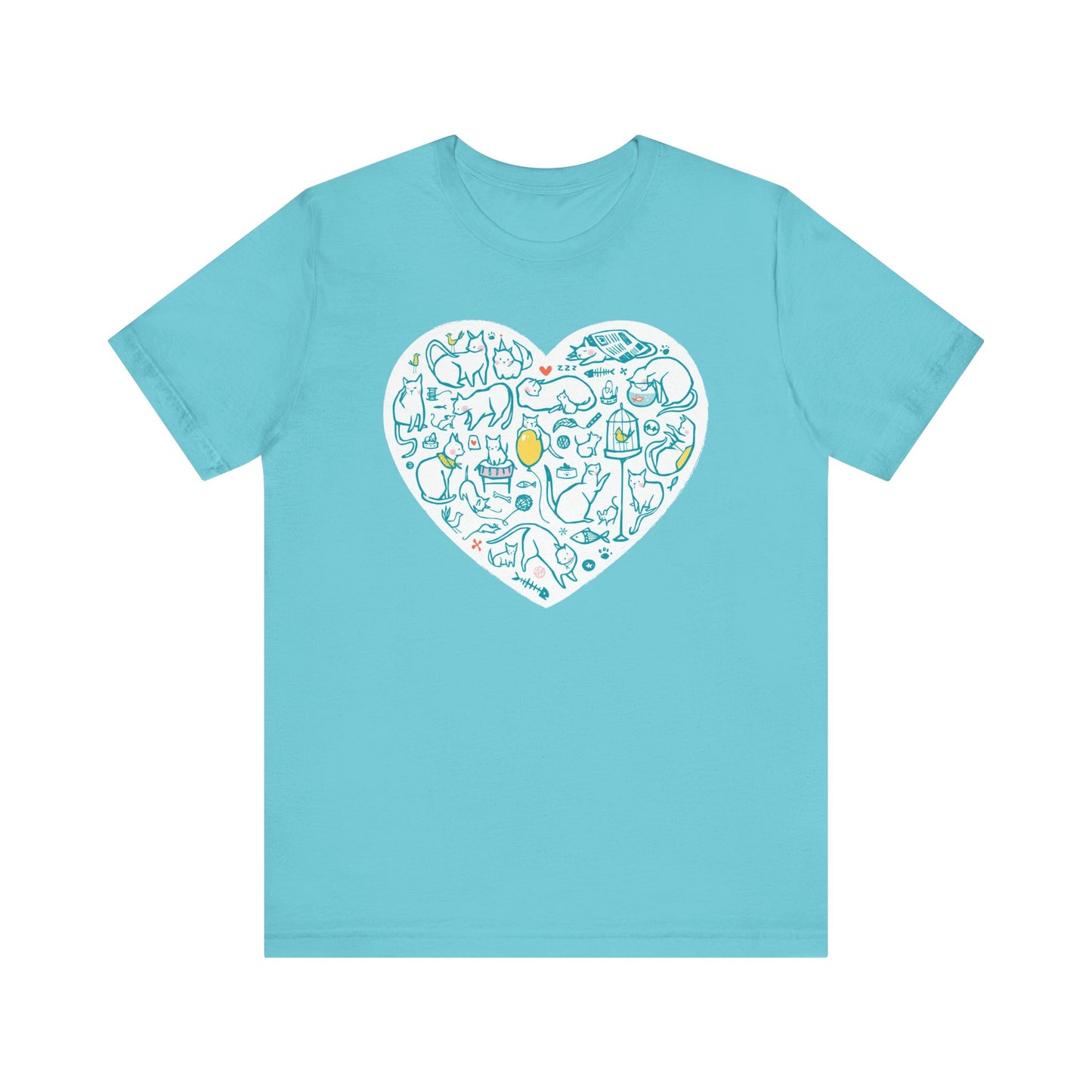Colorful Cat Heart Tee — The Purrfect Shirt for Cat Lovers!
