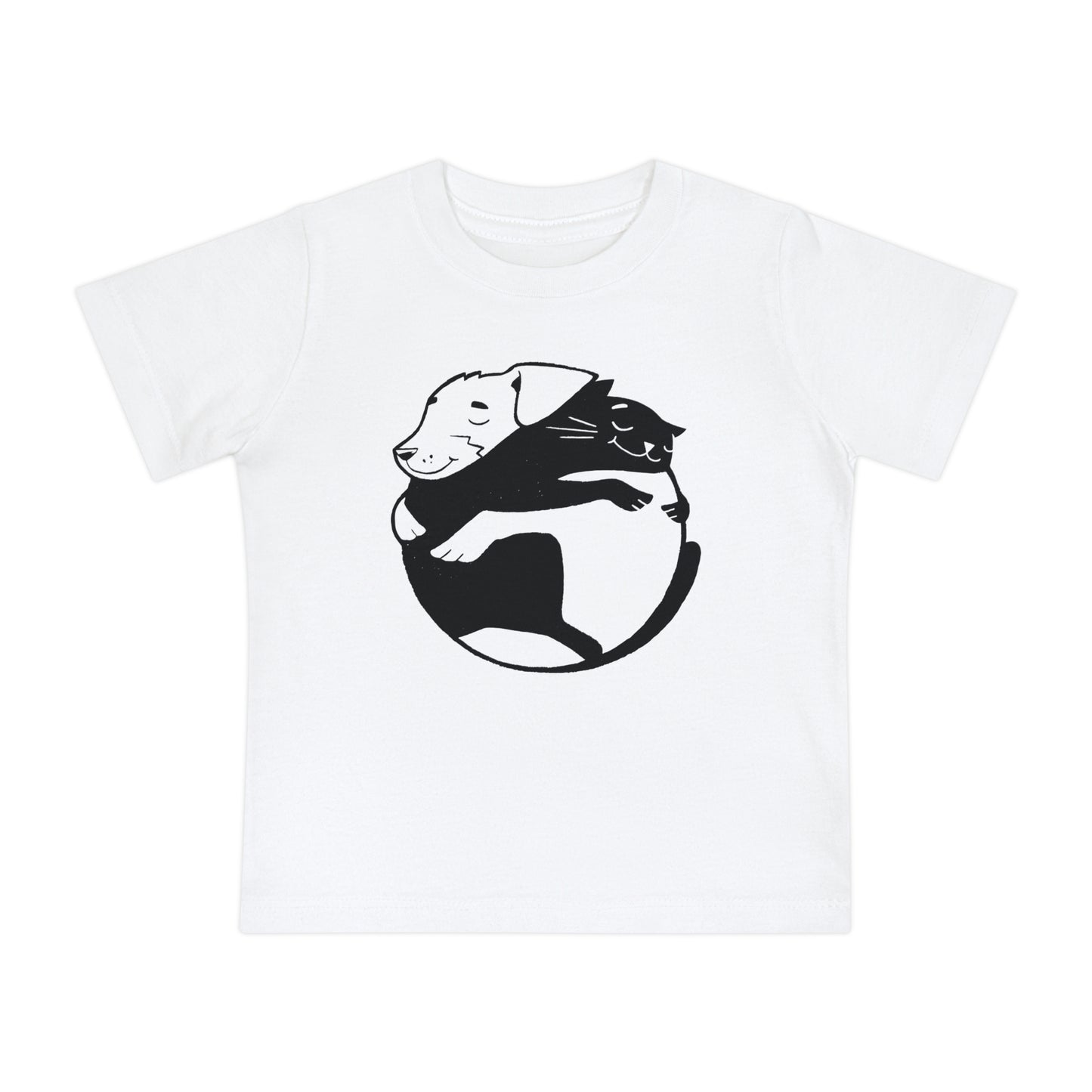 Dog & Cat Hugging Baby Graphic Tee