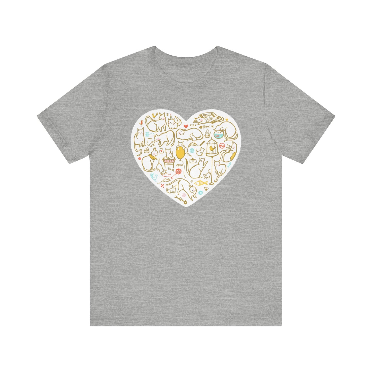 Colorful Cat Heart Tee — The Purrfect Shirt for Cat Lovers!