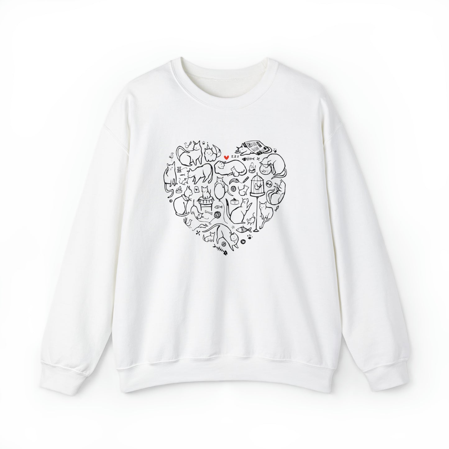 Cat Heart Heavy Blend Crewneck Sweatshirt