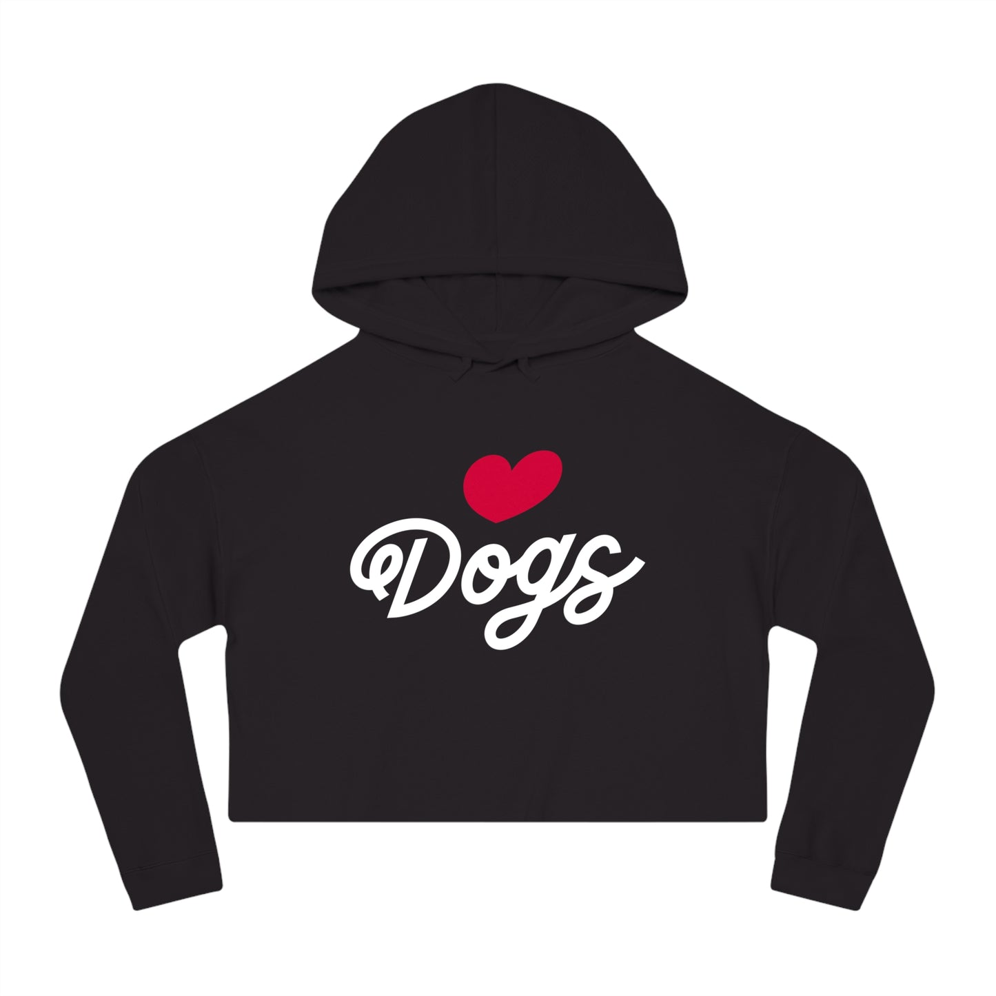 Love Dogs Script Cropped Women's Hooded Sweatshirt