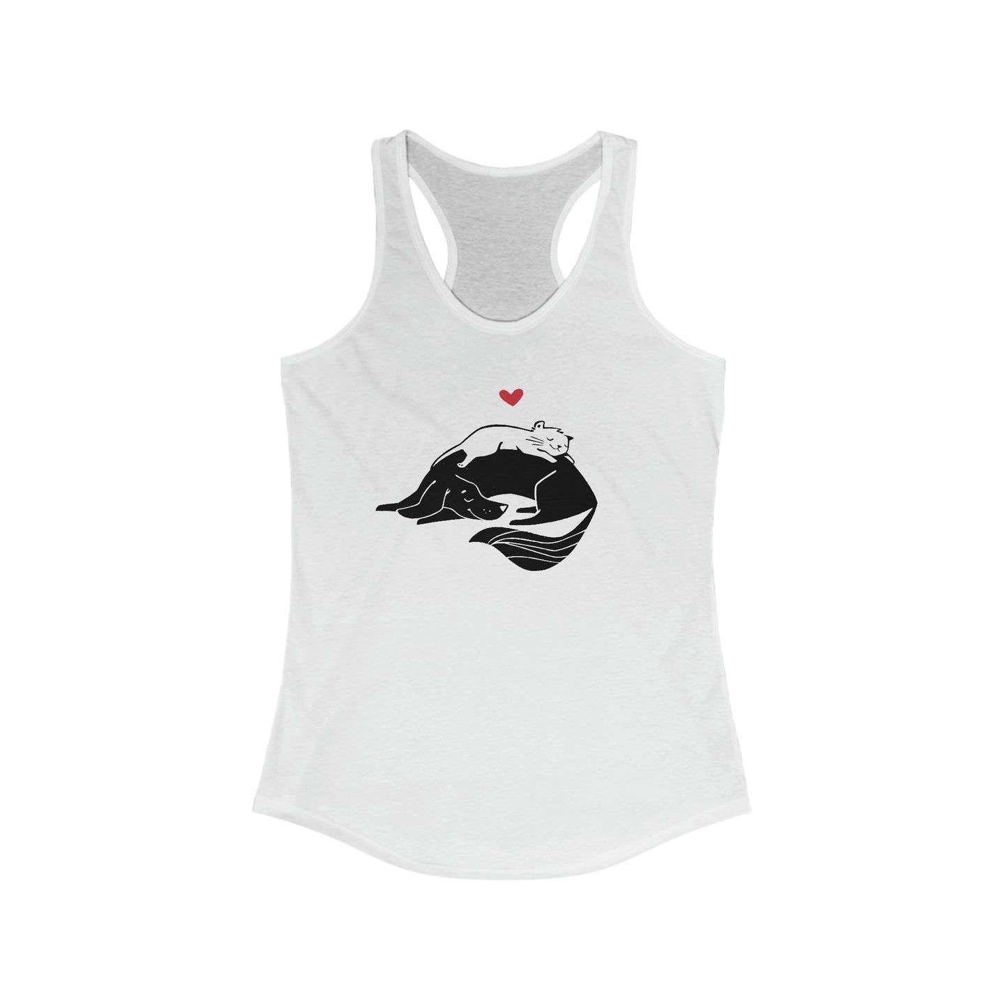 Dog & Cat Cuddling Women's Racerback Tank Top
