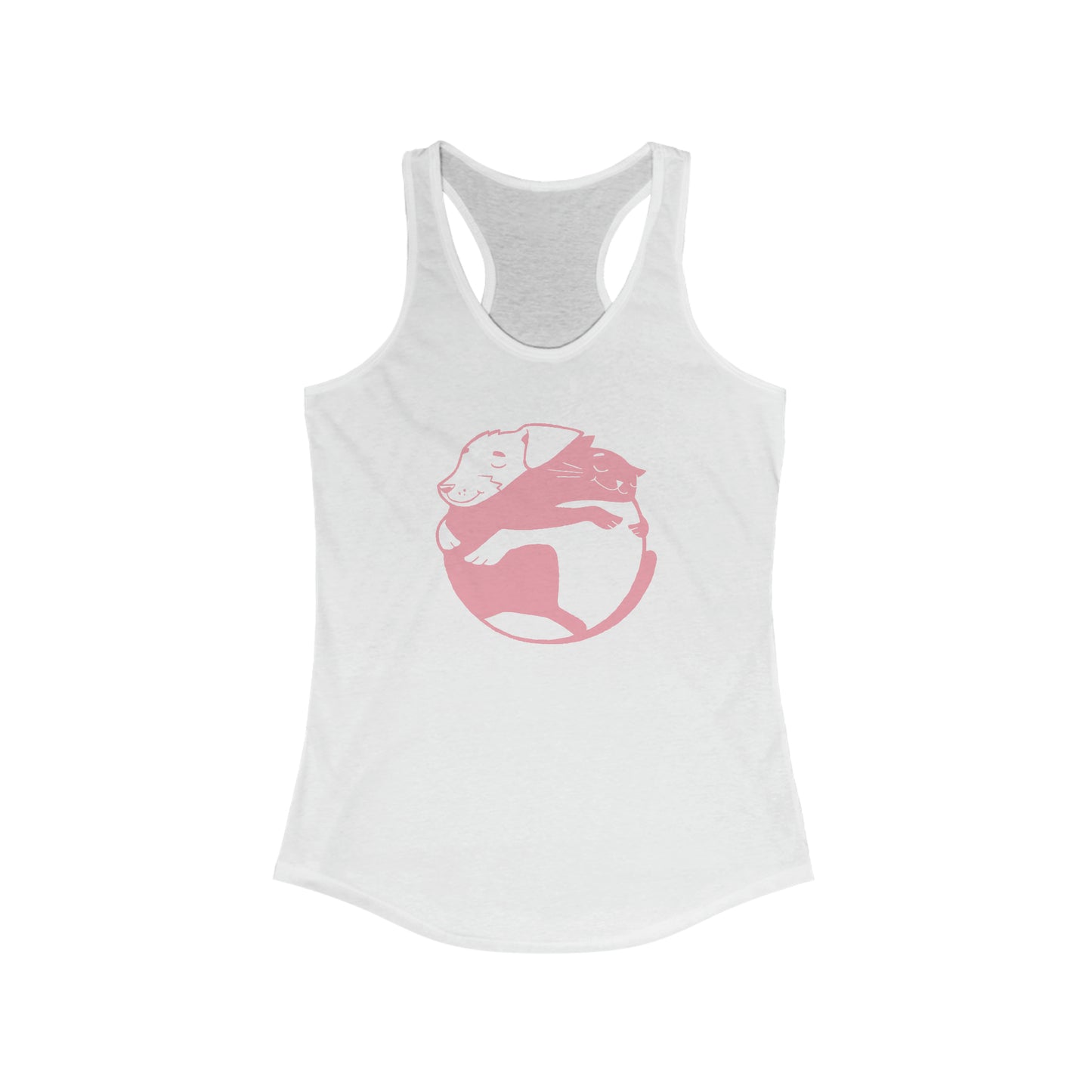 Pink Dog & Cat Hugging Women's Racerback Tank Top