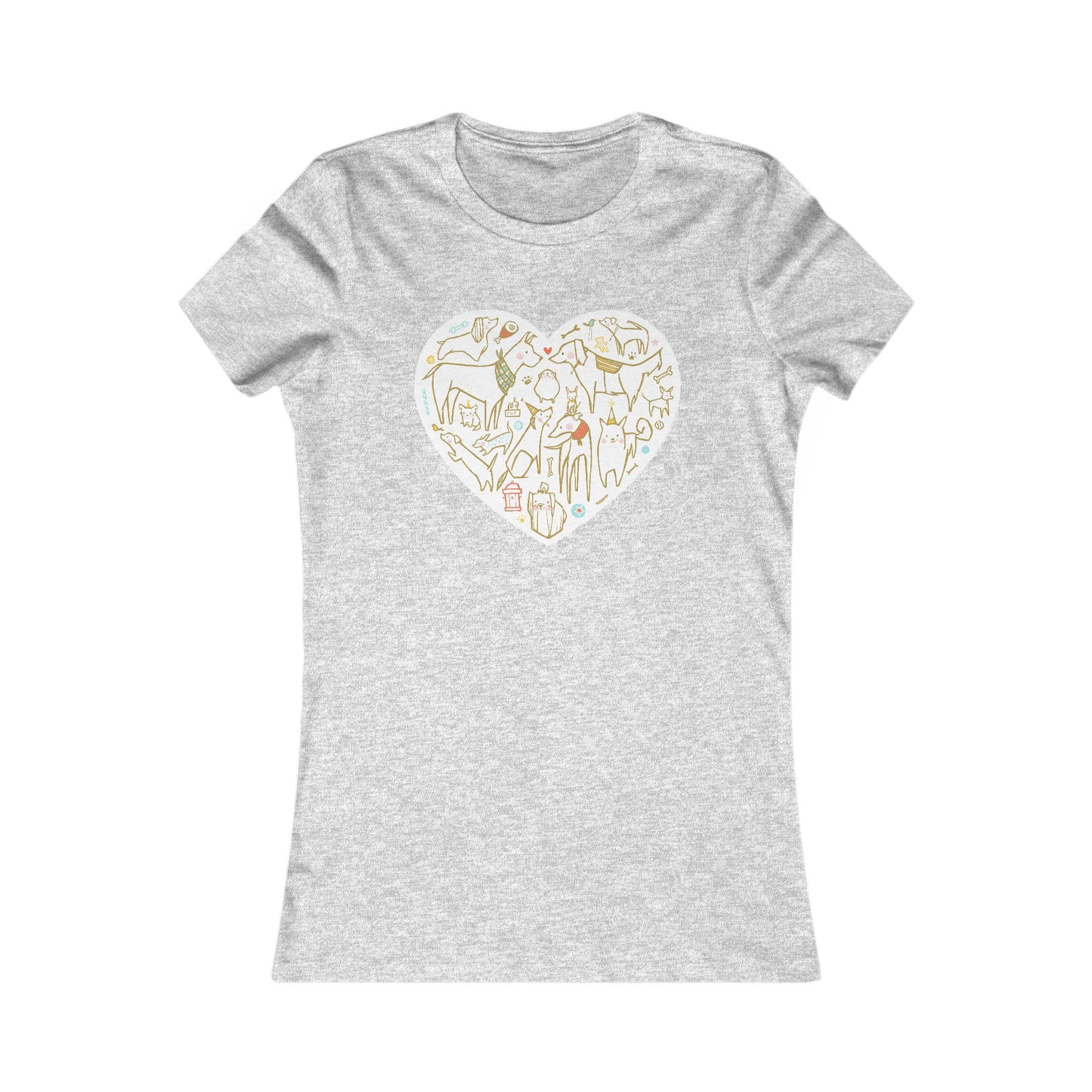 Colorful Dog Heart Women's Fitted Tee