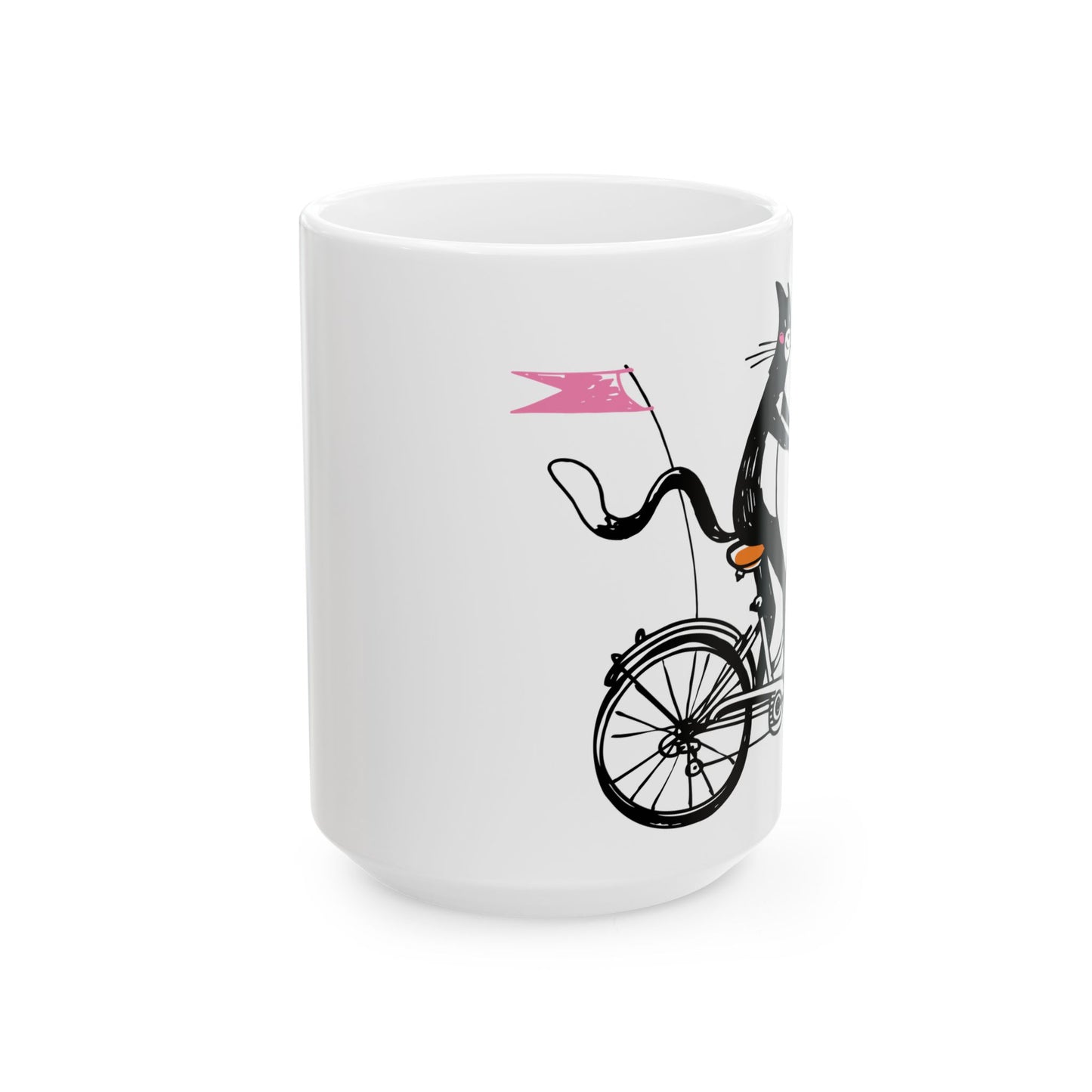 Bicycle Cat Ceramic Mug 15oz