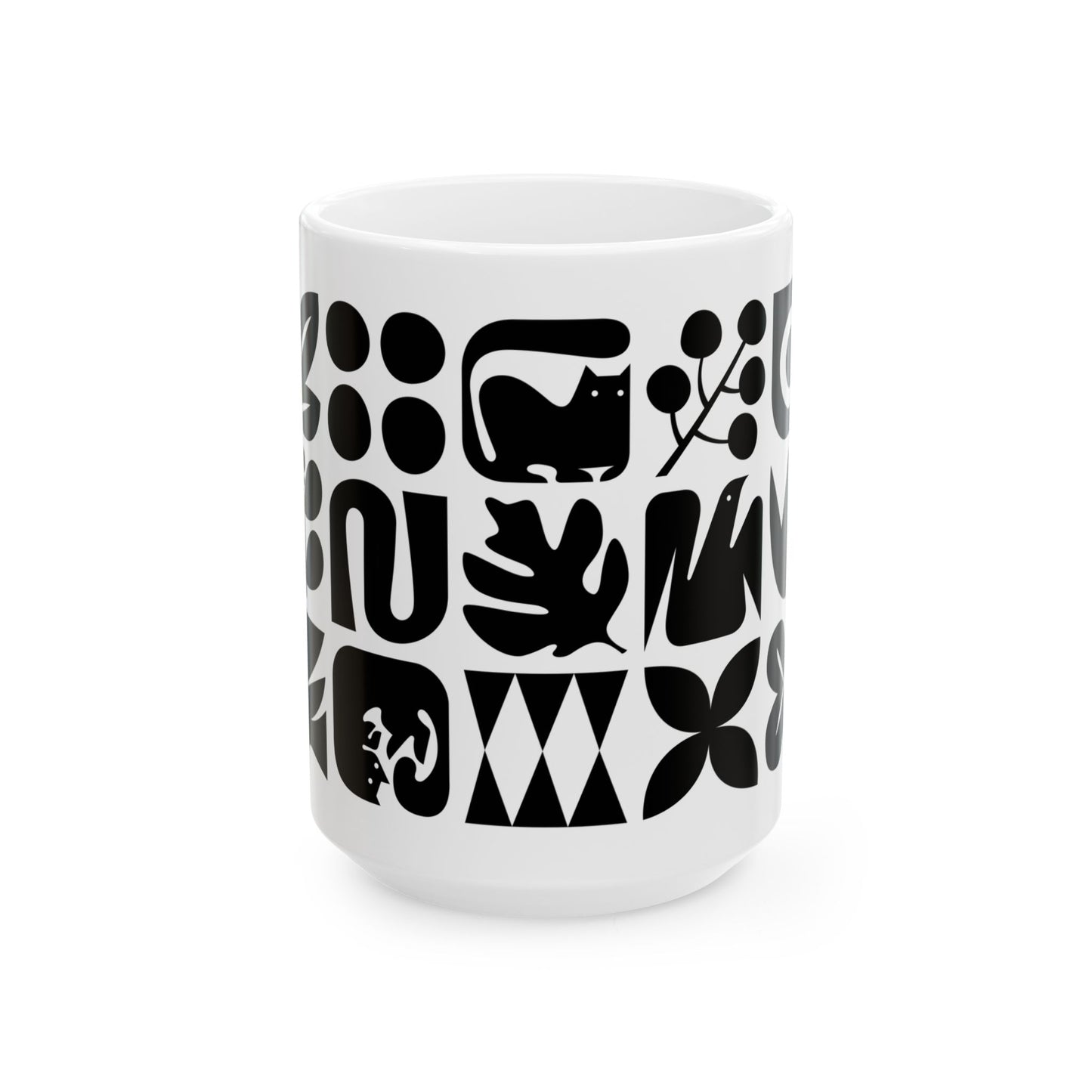 Cats and Birds Ceramic Mug 15oz