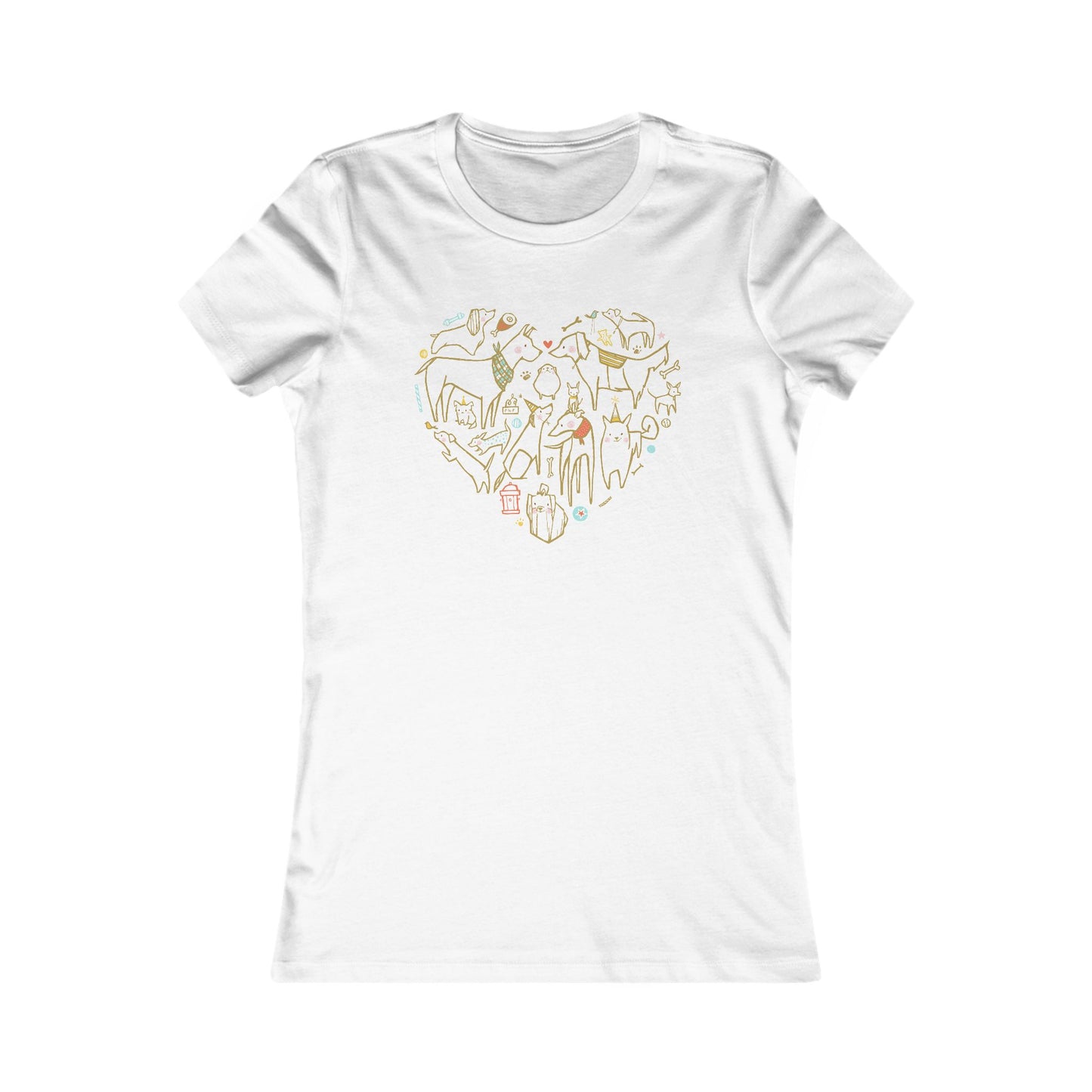 Colorful Dog Heart Women's Fitted Tee