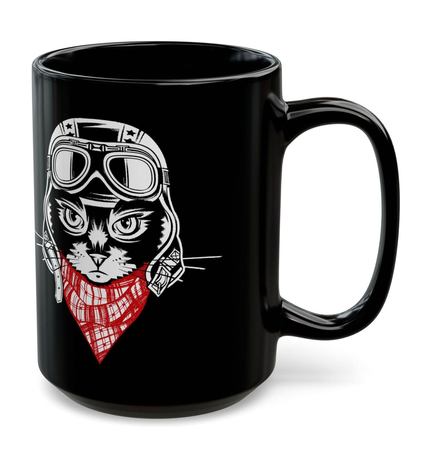 Motorcycle Cat 15oz Black Mug