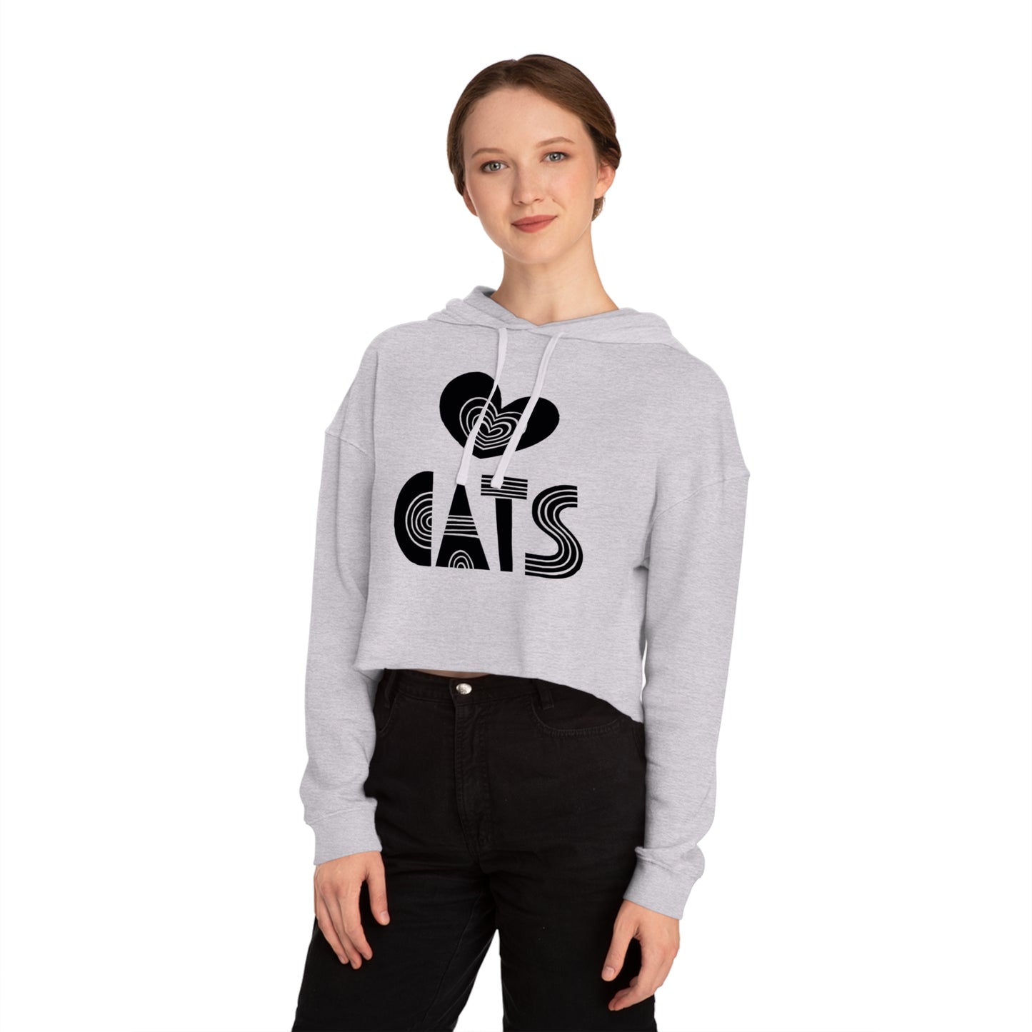 Love Cats Women’s Cropped Hooded Sweatshirt