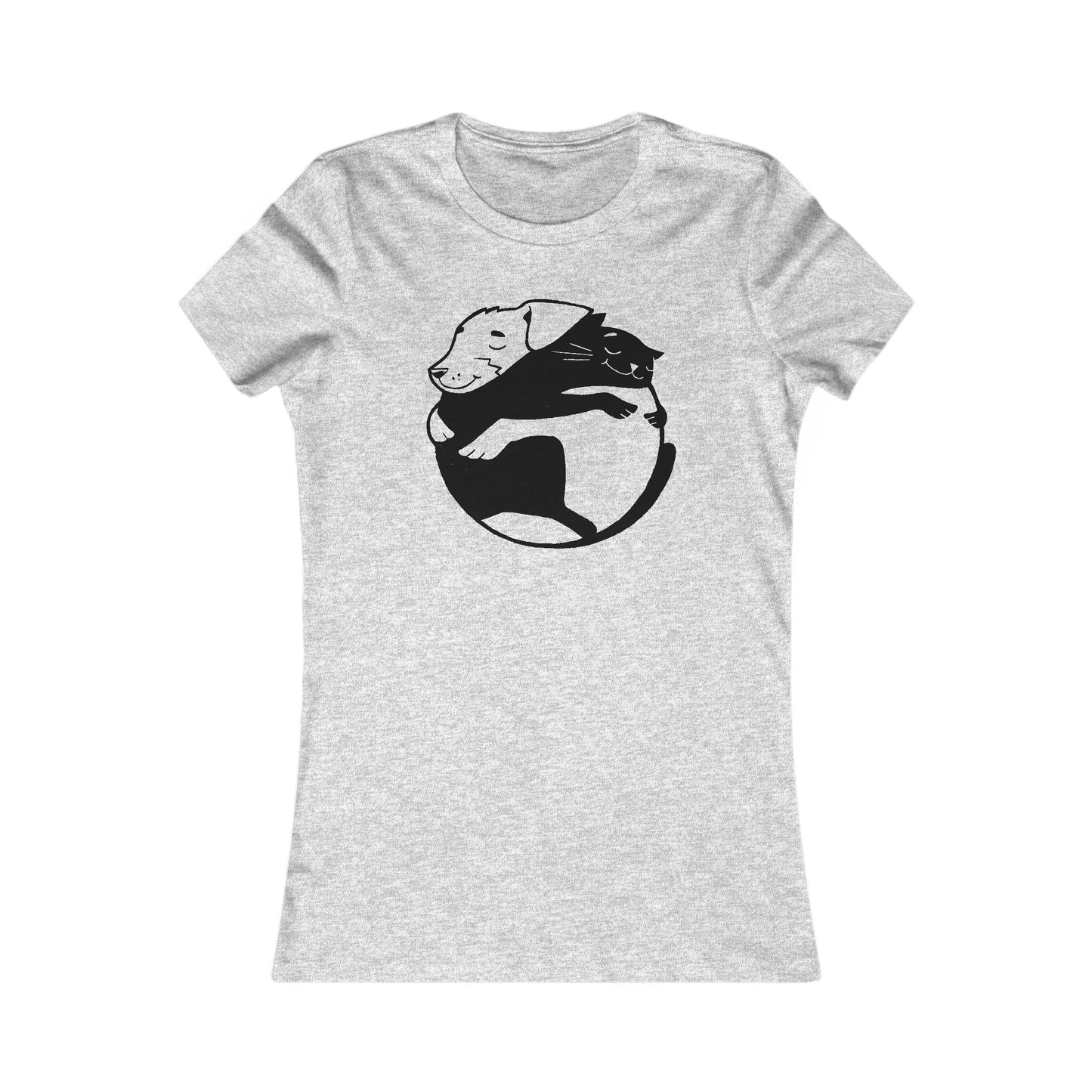 Dog & Cat Hugging Women's Fitted Tee
