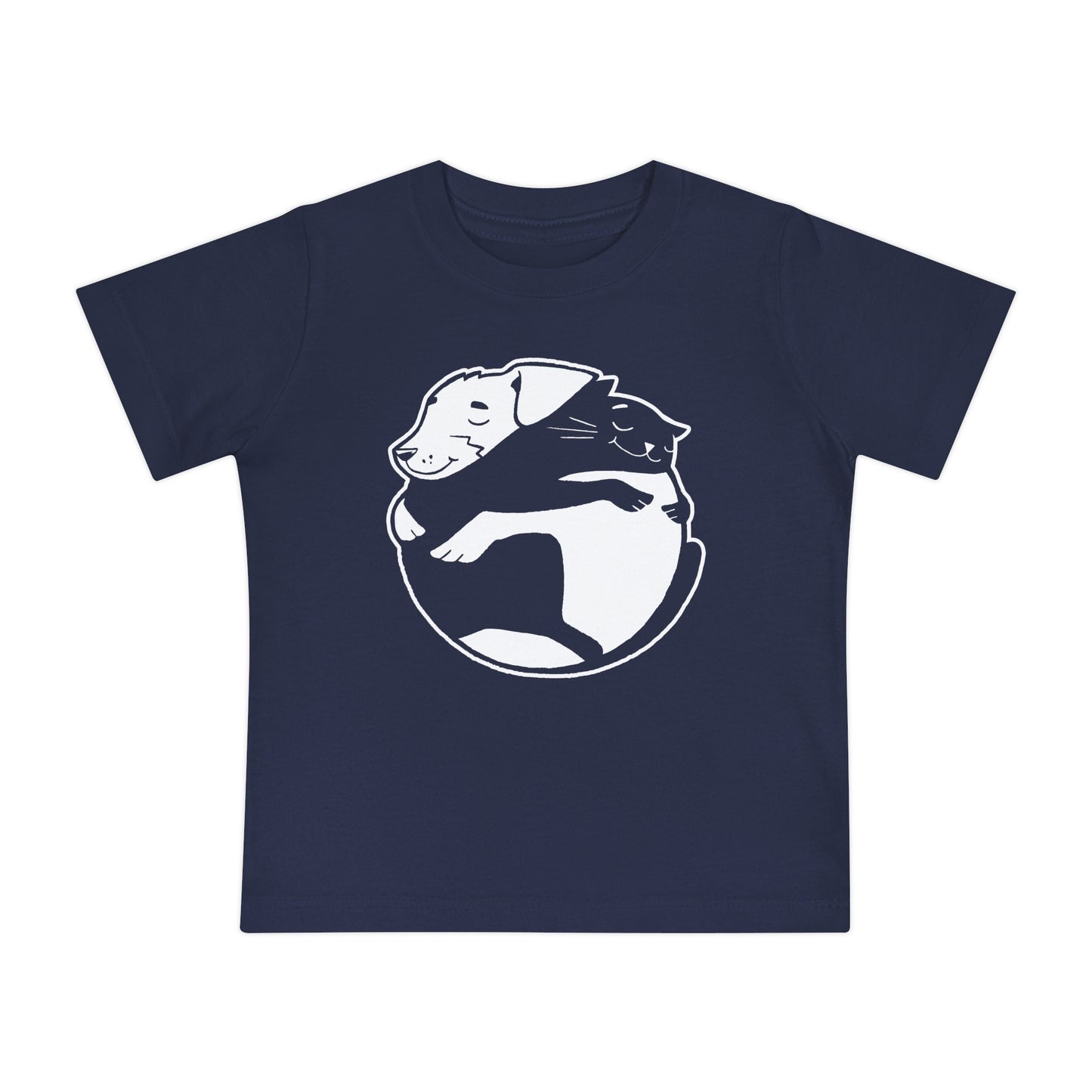 Dog & Cat Hugging Baby Graphic Tee