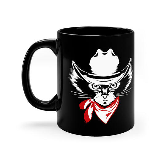 Cowboy Cat Ever 11oz Black Mug