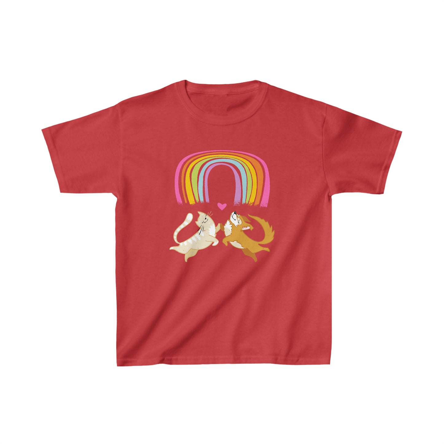 Rainbow Dog & Cat Kid's Heavy Cotton Tee