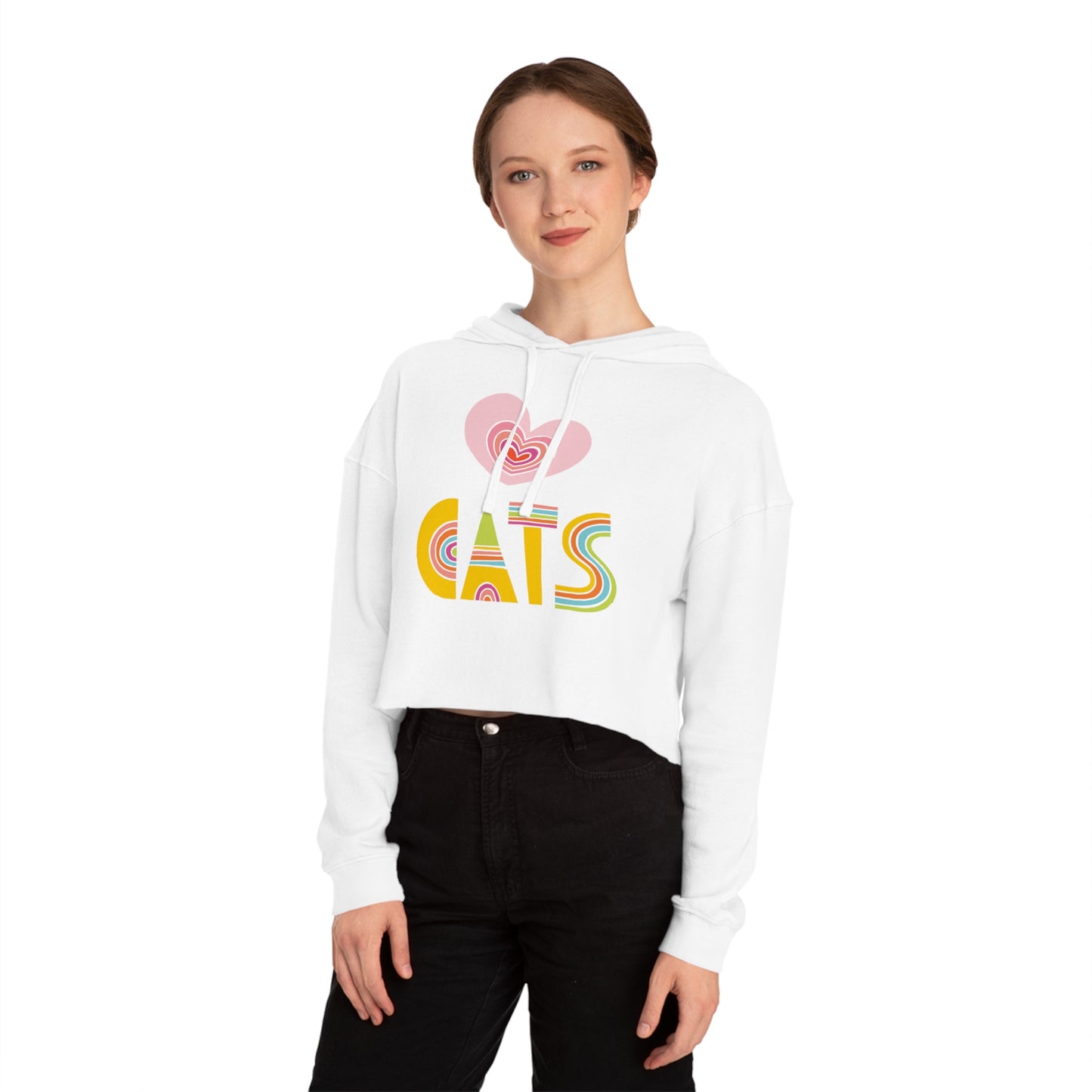 Love Cats Women’s Cropped Hooded Sweatshirt