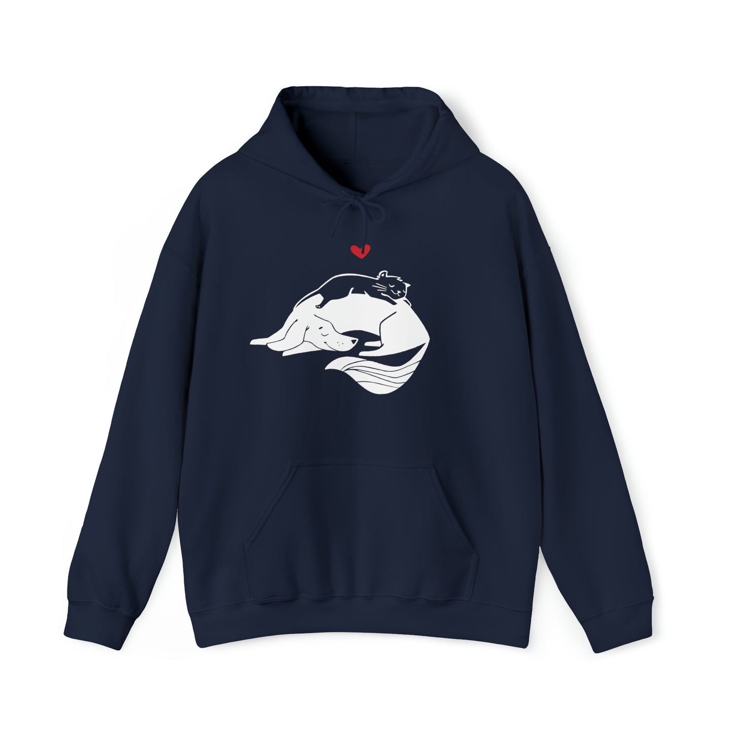 Dog & Cat Cuddling Women's Hooded Sweatshirt
