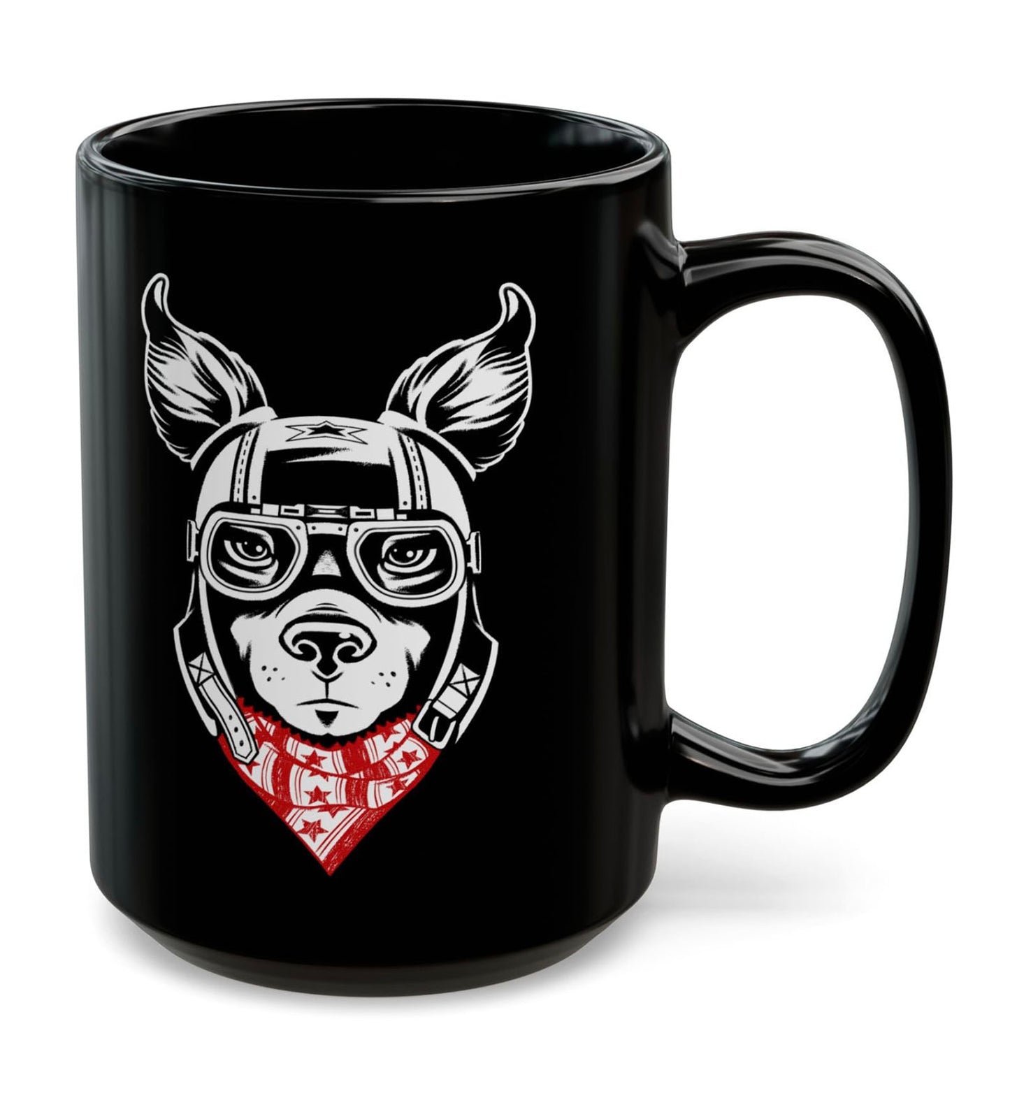 Motorcycle Dog 15oz Black Mug