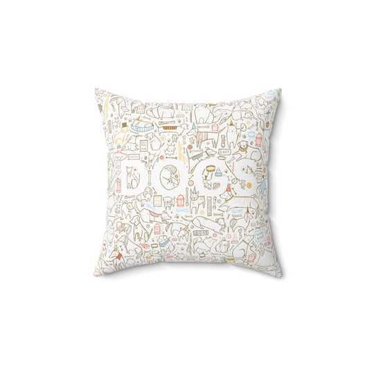 Dogs Pattern Spun Polyester Square Pillow