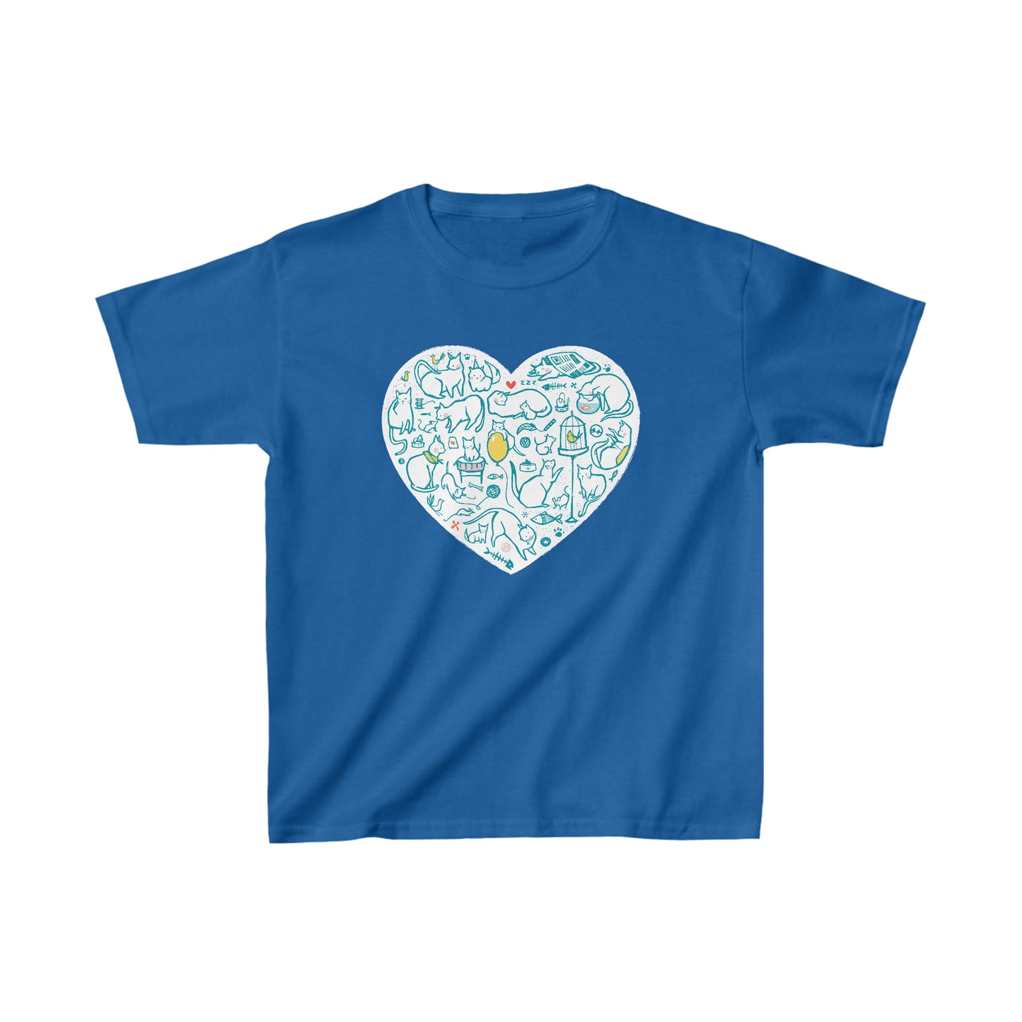 Colorful Cat Heart Kid's Heavy Cotton Tee