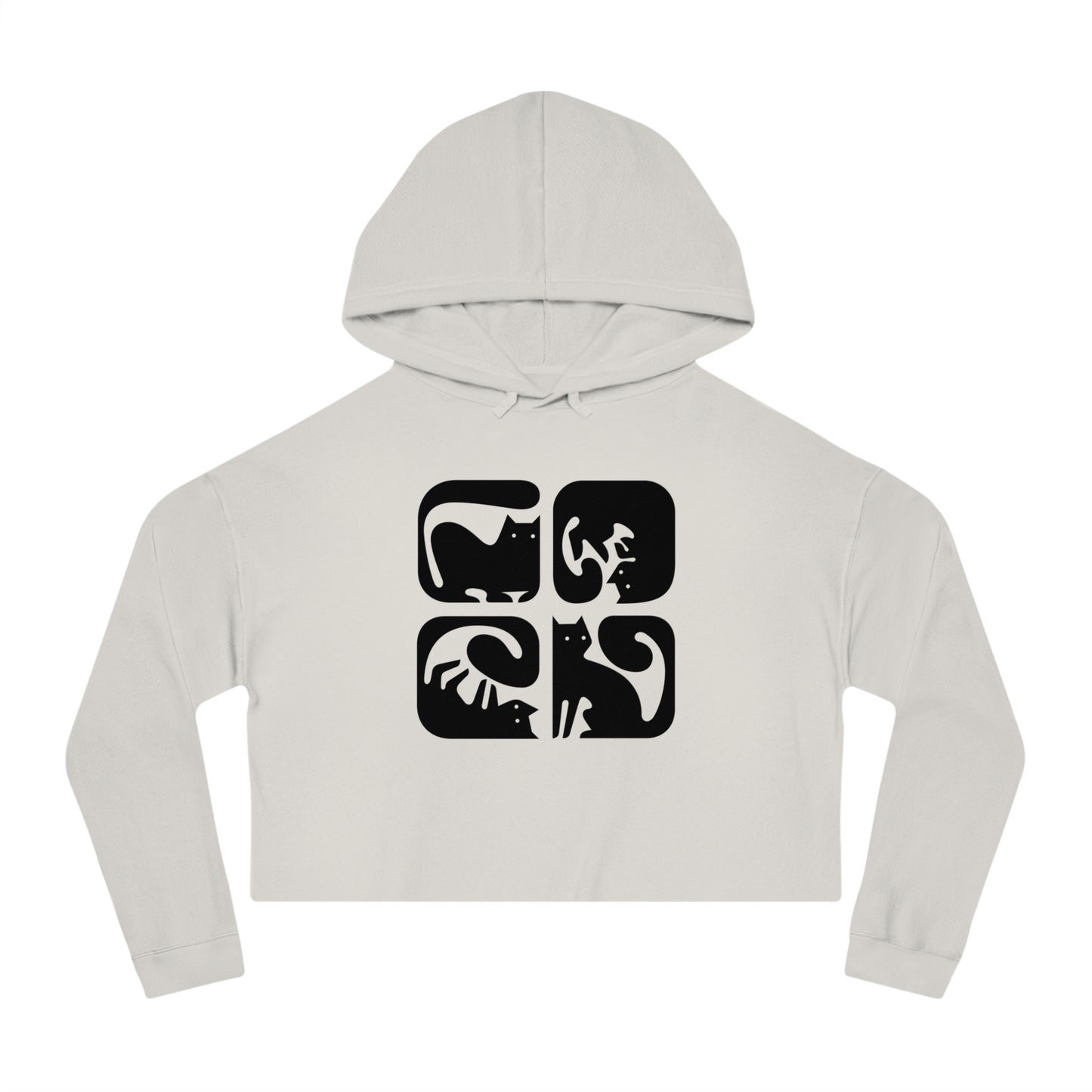 Cats Graphic Women's Cropped Hooded Sweatshirt