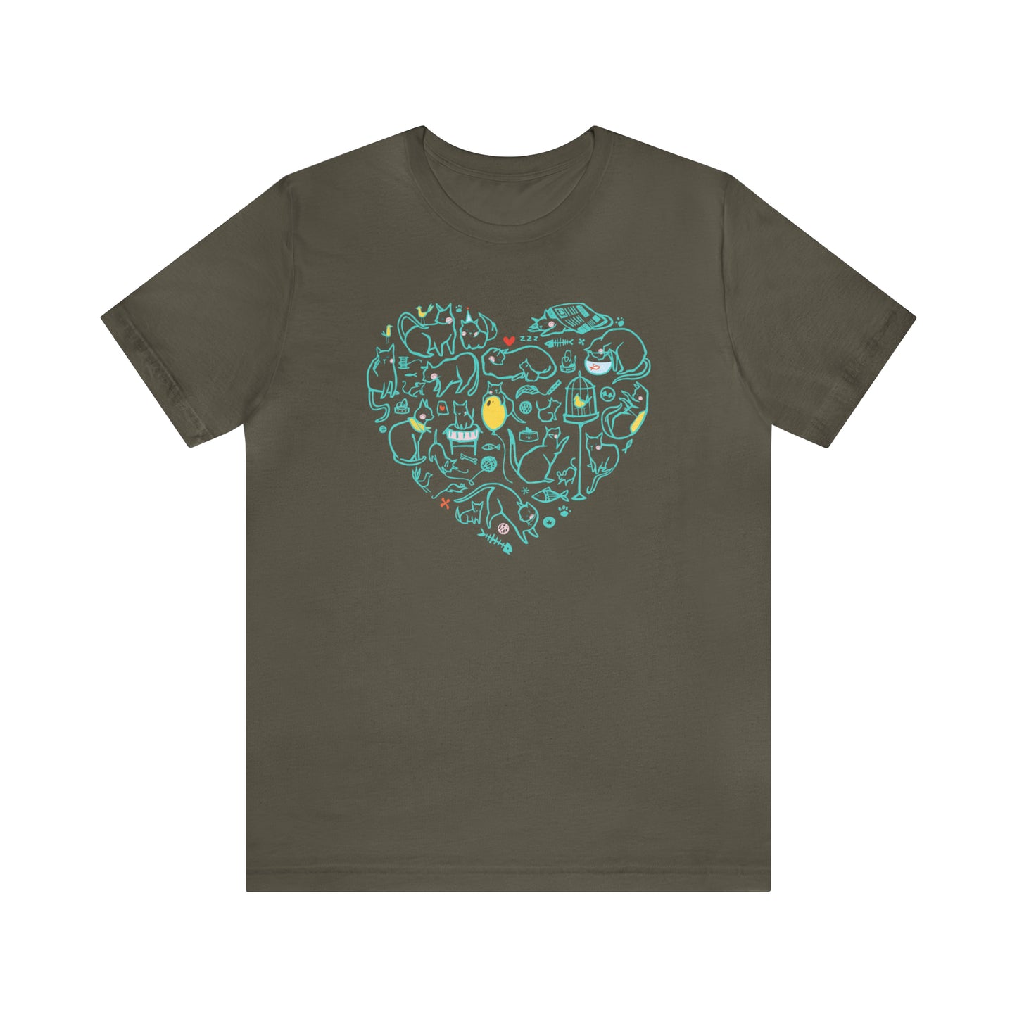 Colorful Cat Heart Graphic Tee
