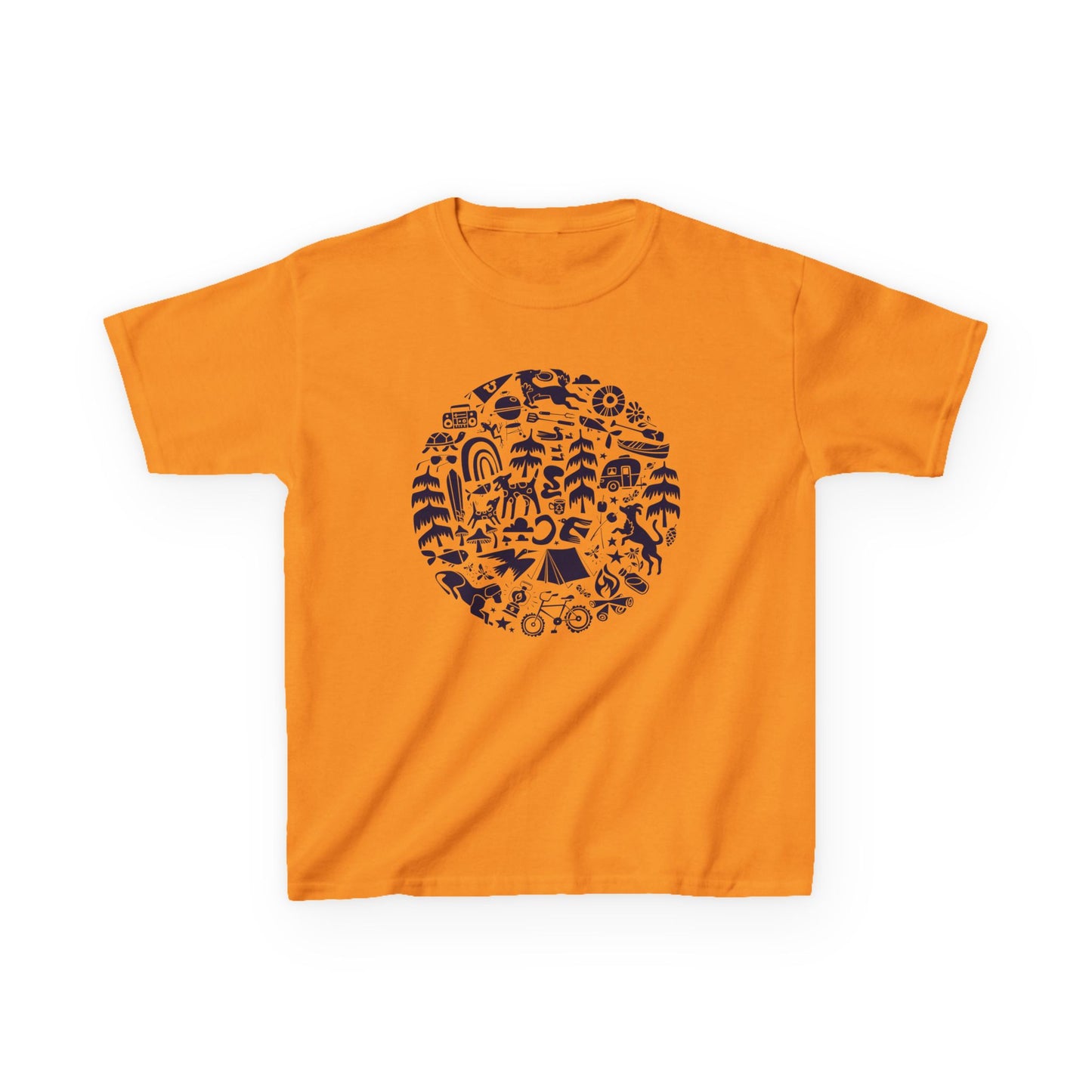 Camping Dogs Kids Heavy Cotton Graphic Tee