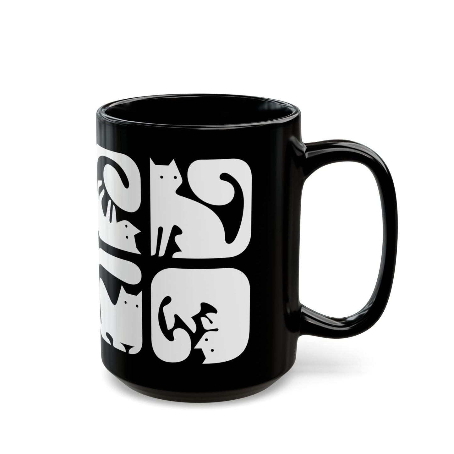 Graphic Cats 15oz Black Mug