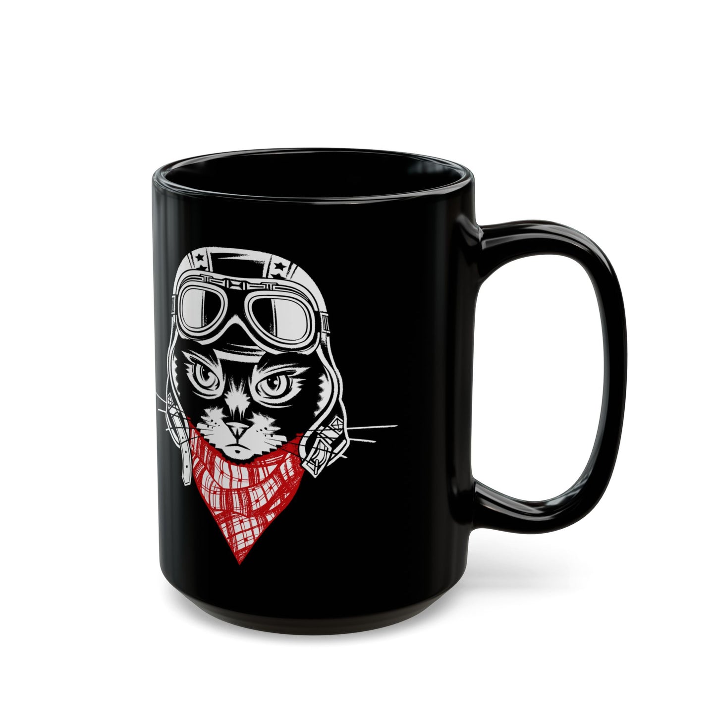 Motorcycle Cat 15oz Black Mug