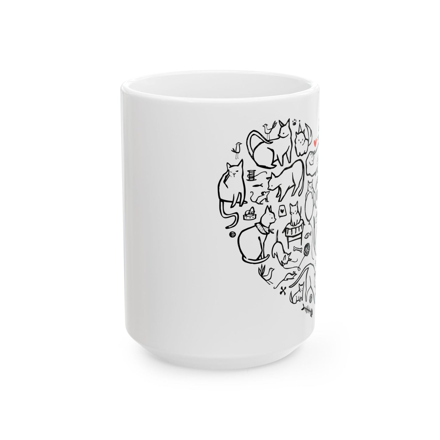 Cat Heart Ceramic Mug 15oz