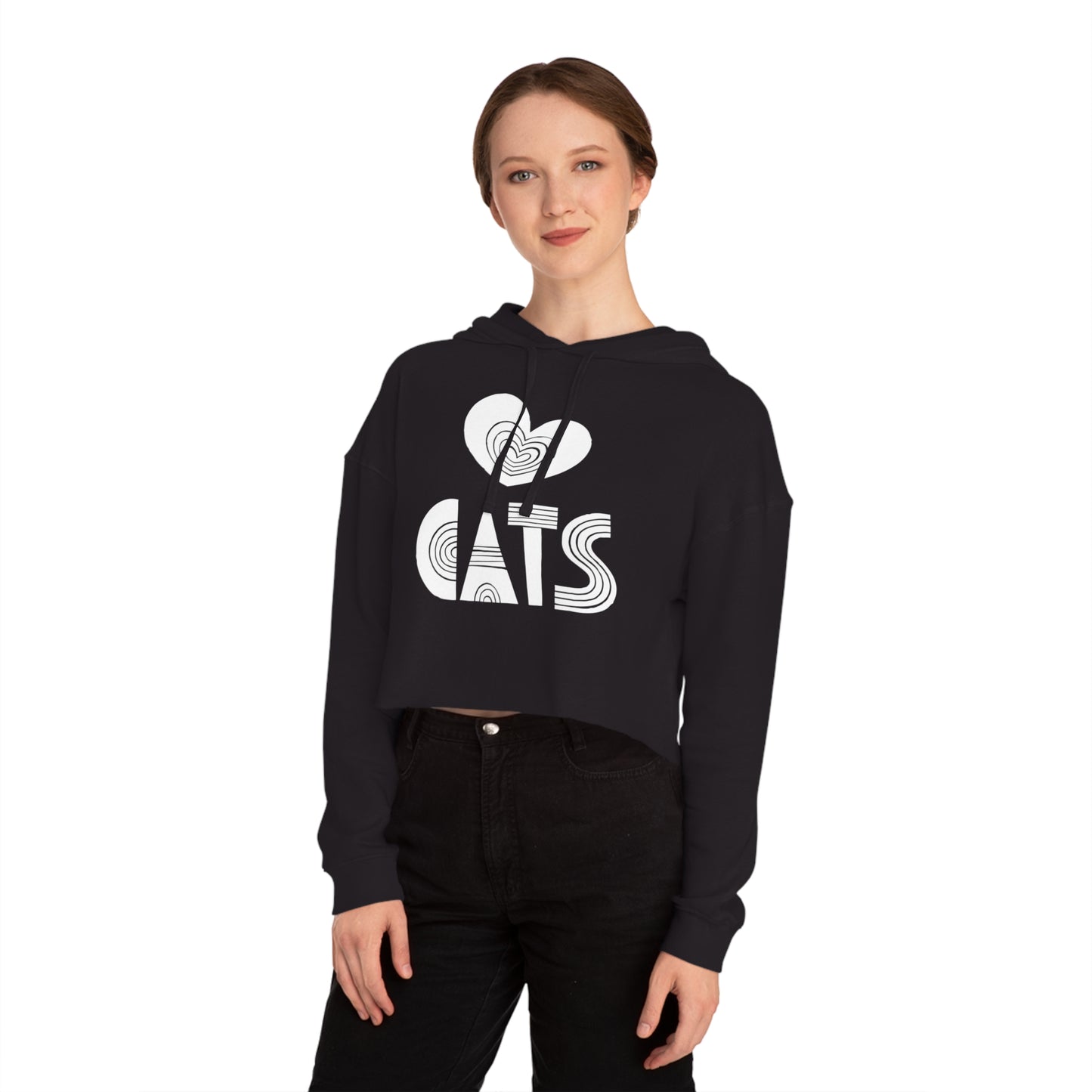 Love Cats Women’s Cropped Hooded Sweatshirt