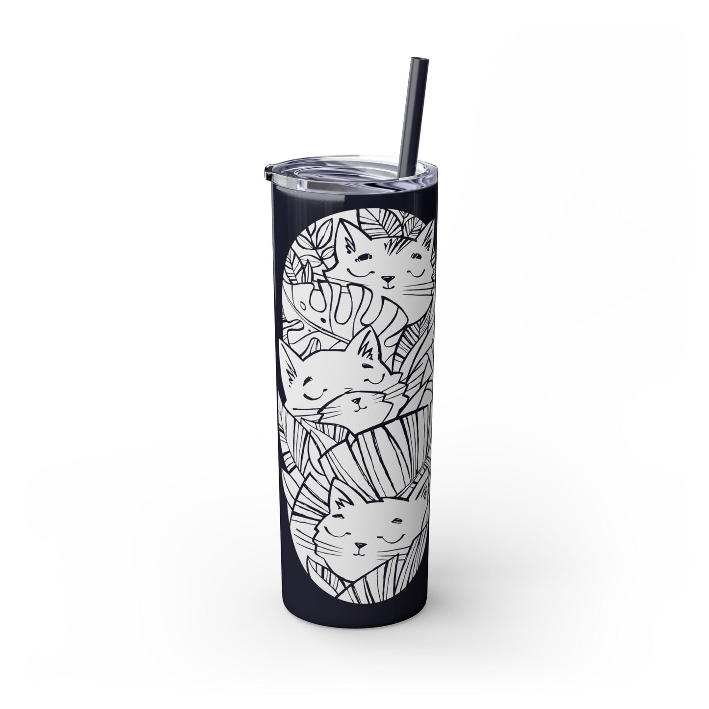 Jungle Cats Skinny Tumbler with Straw, 20oz