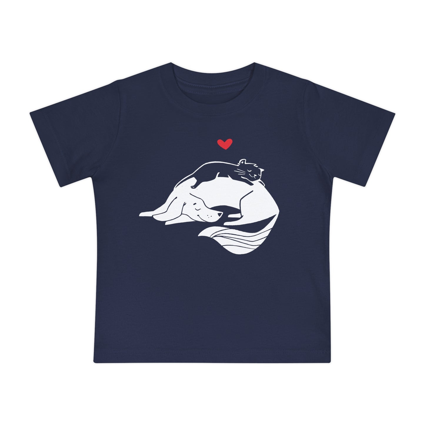 Dog & Cat Cuddling Baby Graphic Tee