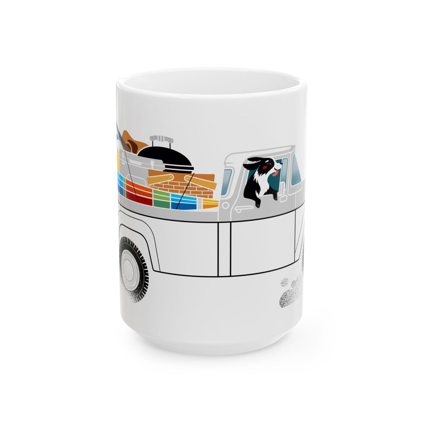 Beach Dog Truck 15oz White Mug
