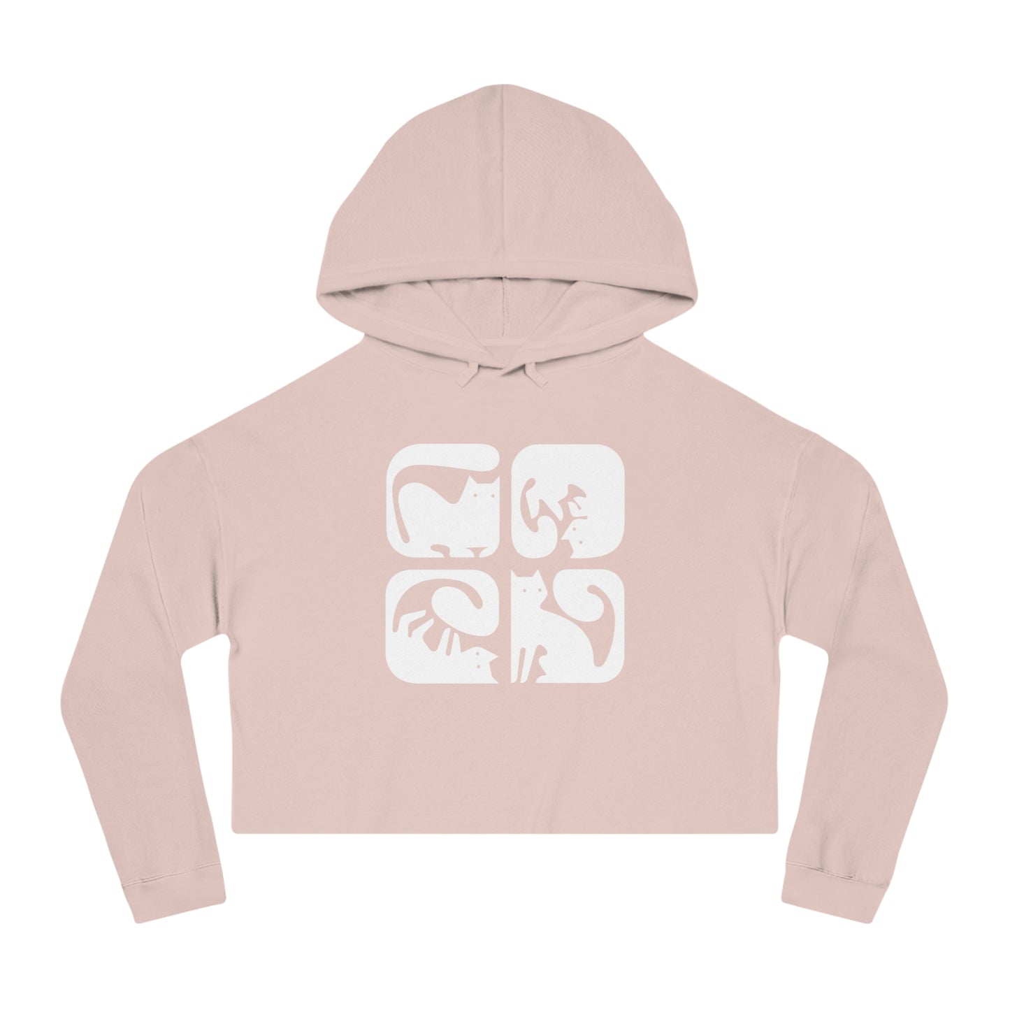 Cats Graphic Women's Cropped Hooded Sweatshirt