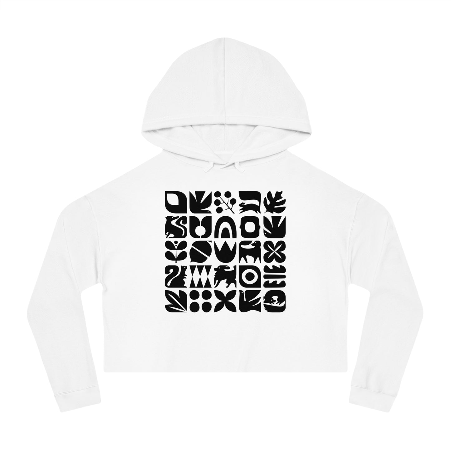Dogs and Squirrels Graphic Women's Cropped Hooded Sweatshirt