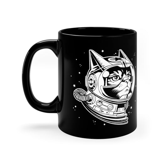 Space Cat 11oz Black Mug