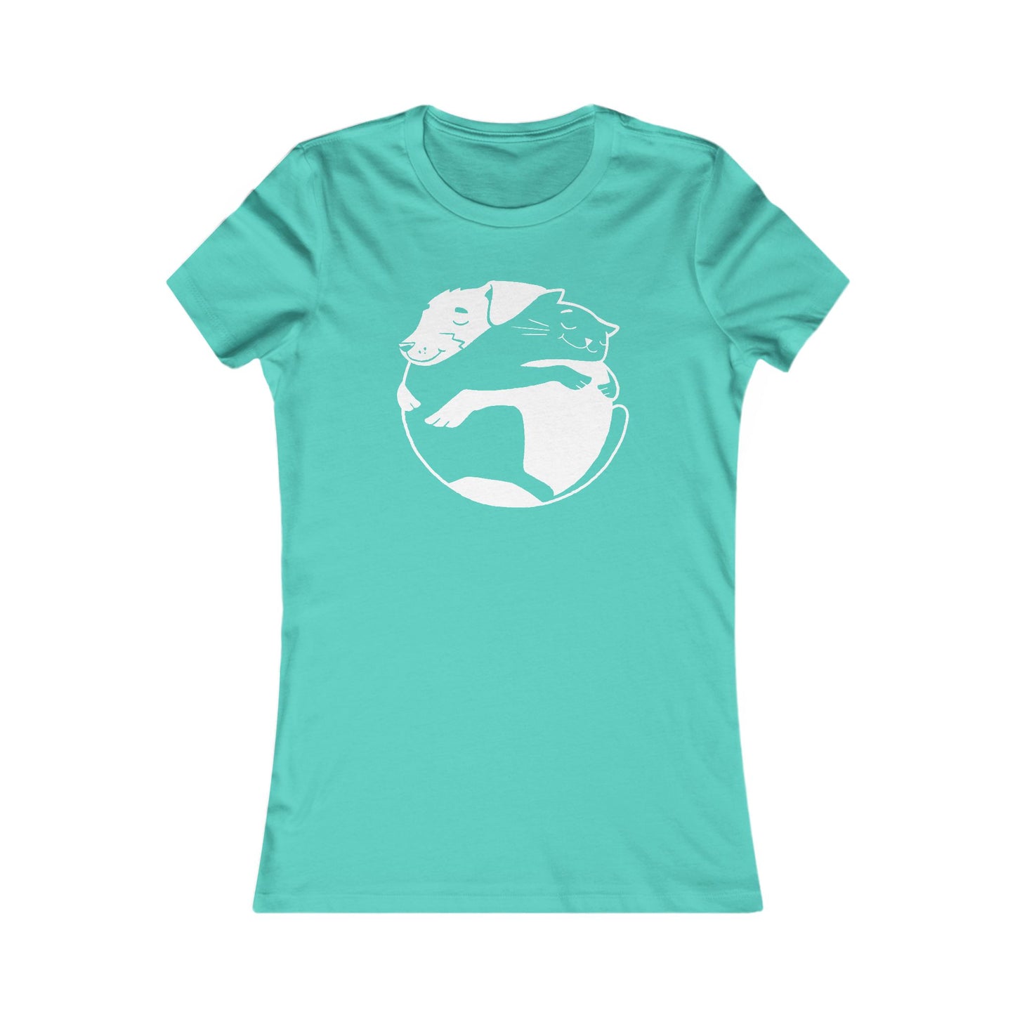Dog & Cat Hugging Women's Fitted Tee