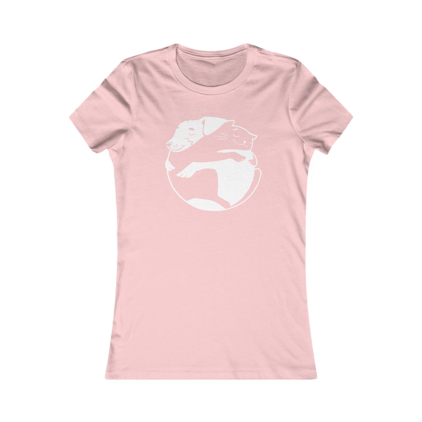 Dog & Cat Hugging Women's Fitted Tee