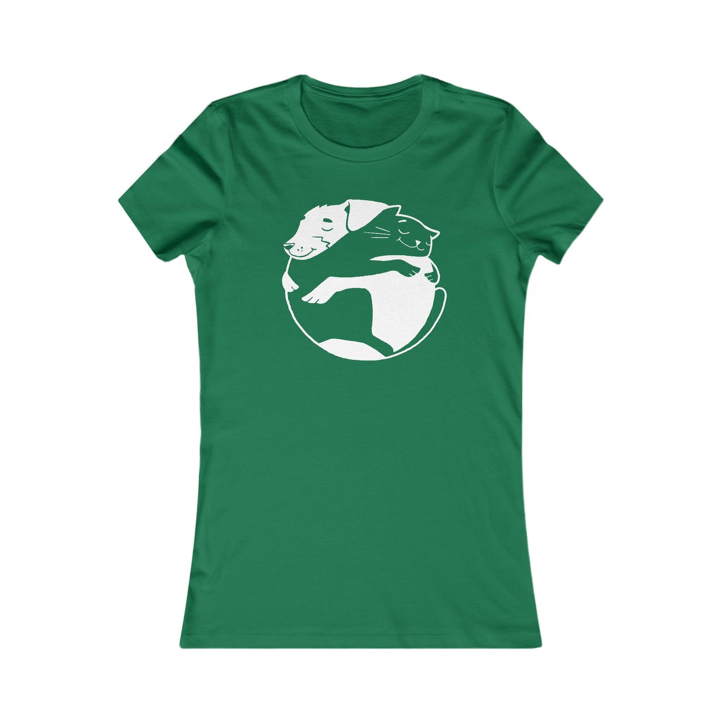 Dog & Cat Hugging Women's Fitted Tee