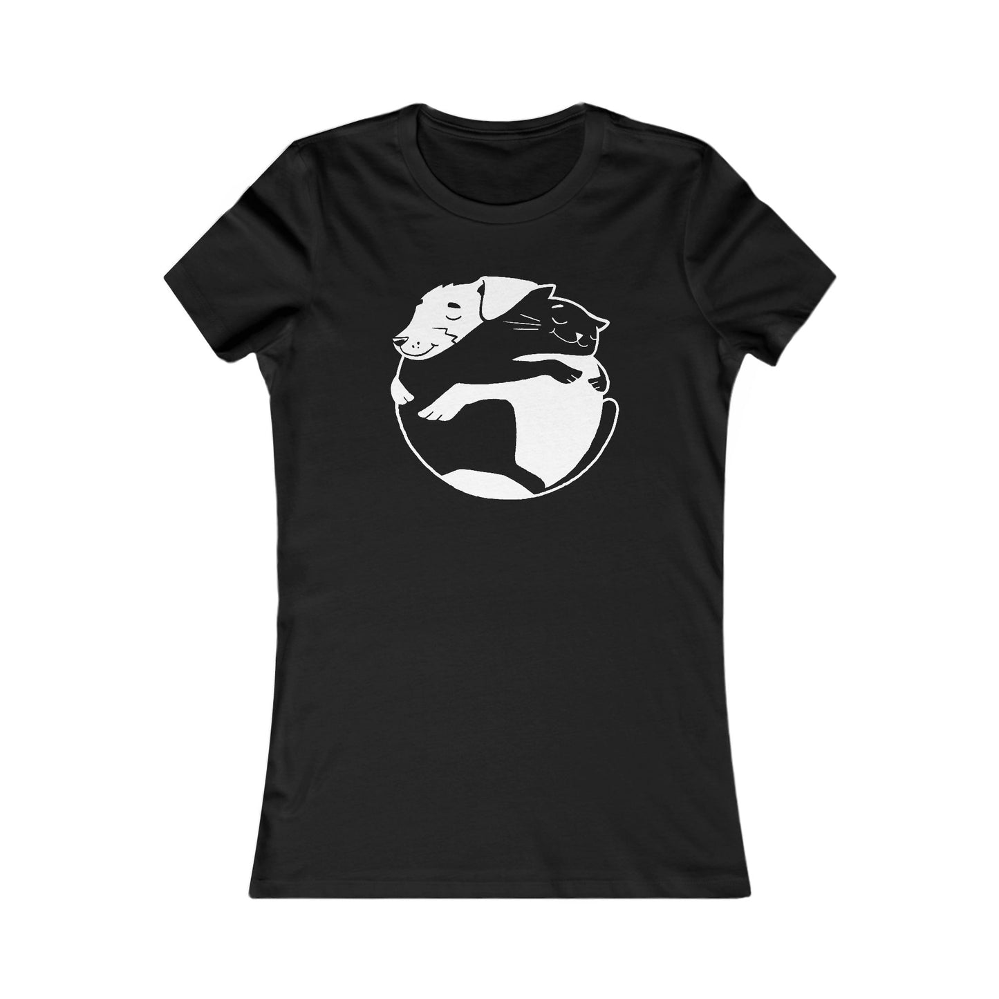 Dog & Cat Hugging Women's Fitted Tee